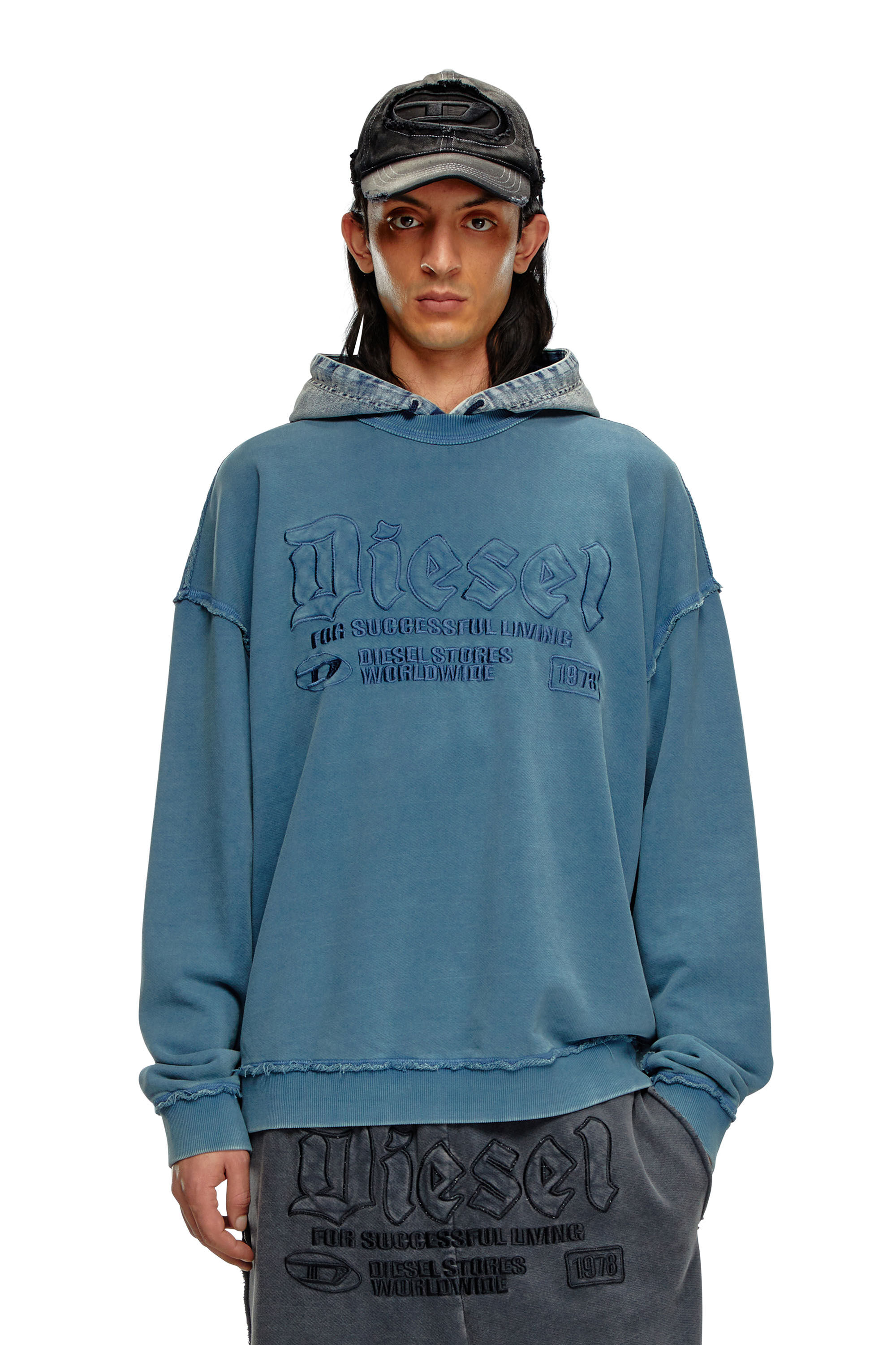 Diesel - S-BOXT-RAW, Herren Sweatshirt mit Logo-Stickerei in Blau - 3