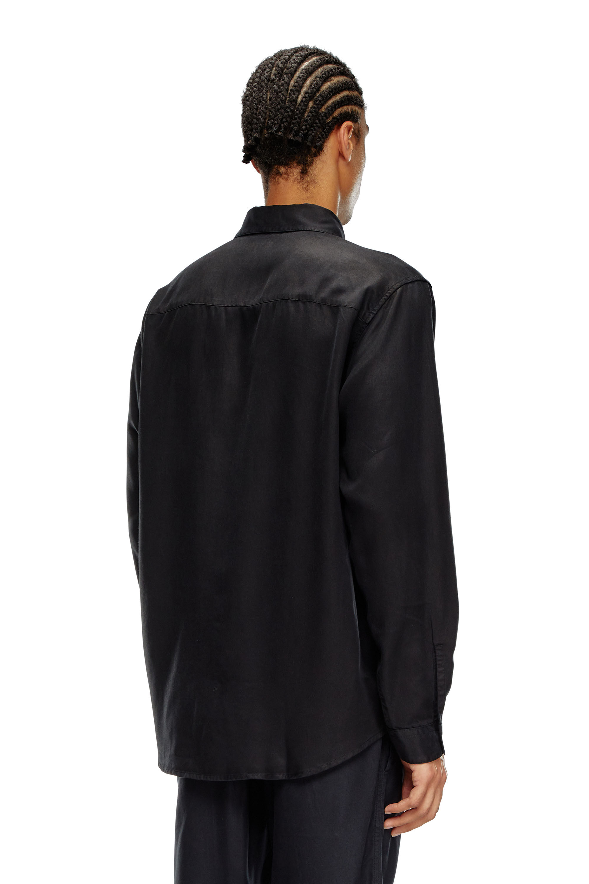 Diesel - S-SIMPLY-C, Herren Fließendes Hemd mit Logo-Stickerei in Schwarz - 4
