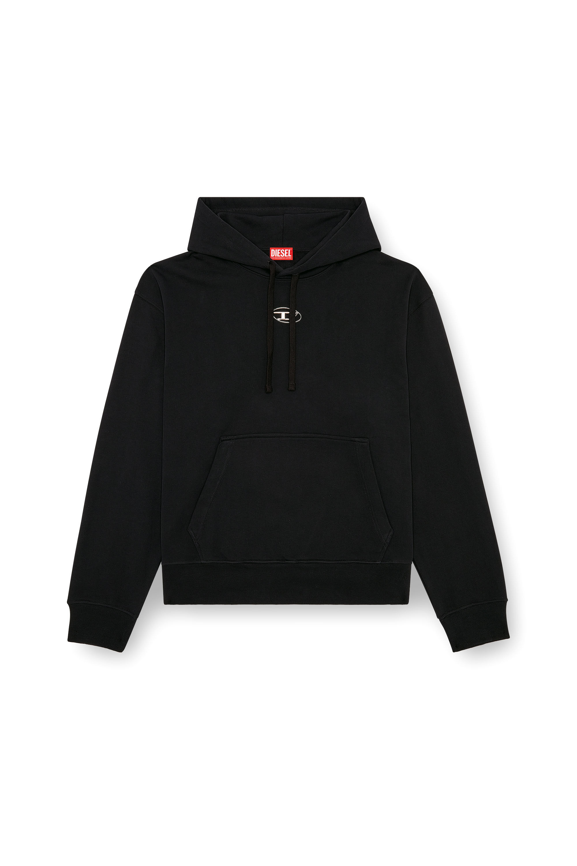 Diesel - S-MACS-HOOD-OD, Herren Hoodie in Übergröße mit Metallic-Logo in Schwarz - 2