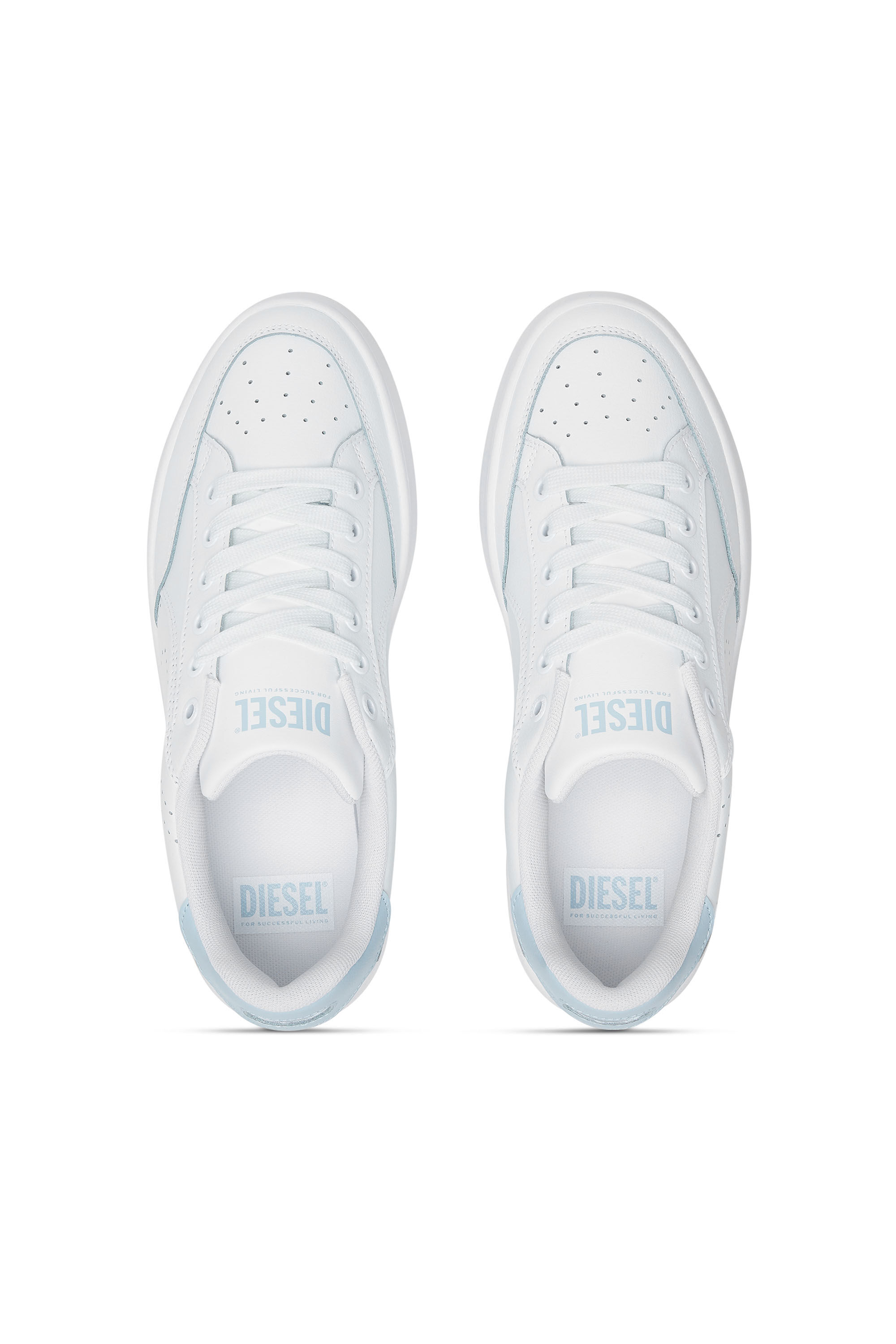 Diesel - S-DAKOTA LOW W, Damen S-Dakota-Sneakers aus Leder mit perforiertem Logo in Weiss/Blau - 4