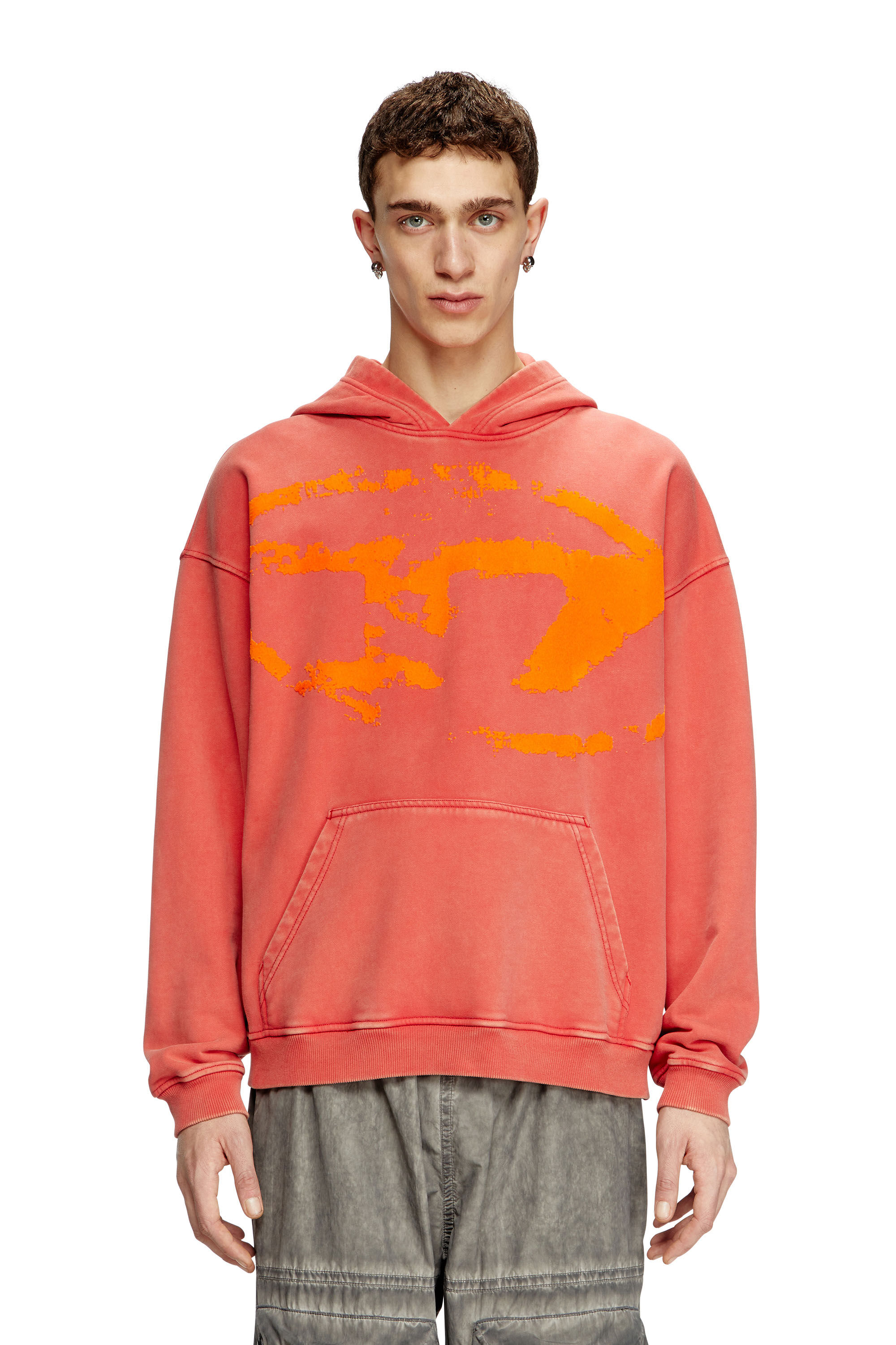 Diesel - S-BOXT-HOOD-R10, Herren Hoodie mit beflocktem Oval D-Logo in Rot - 3