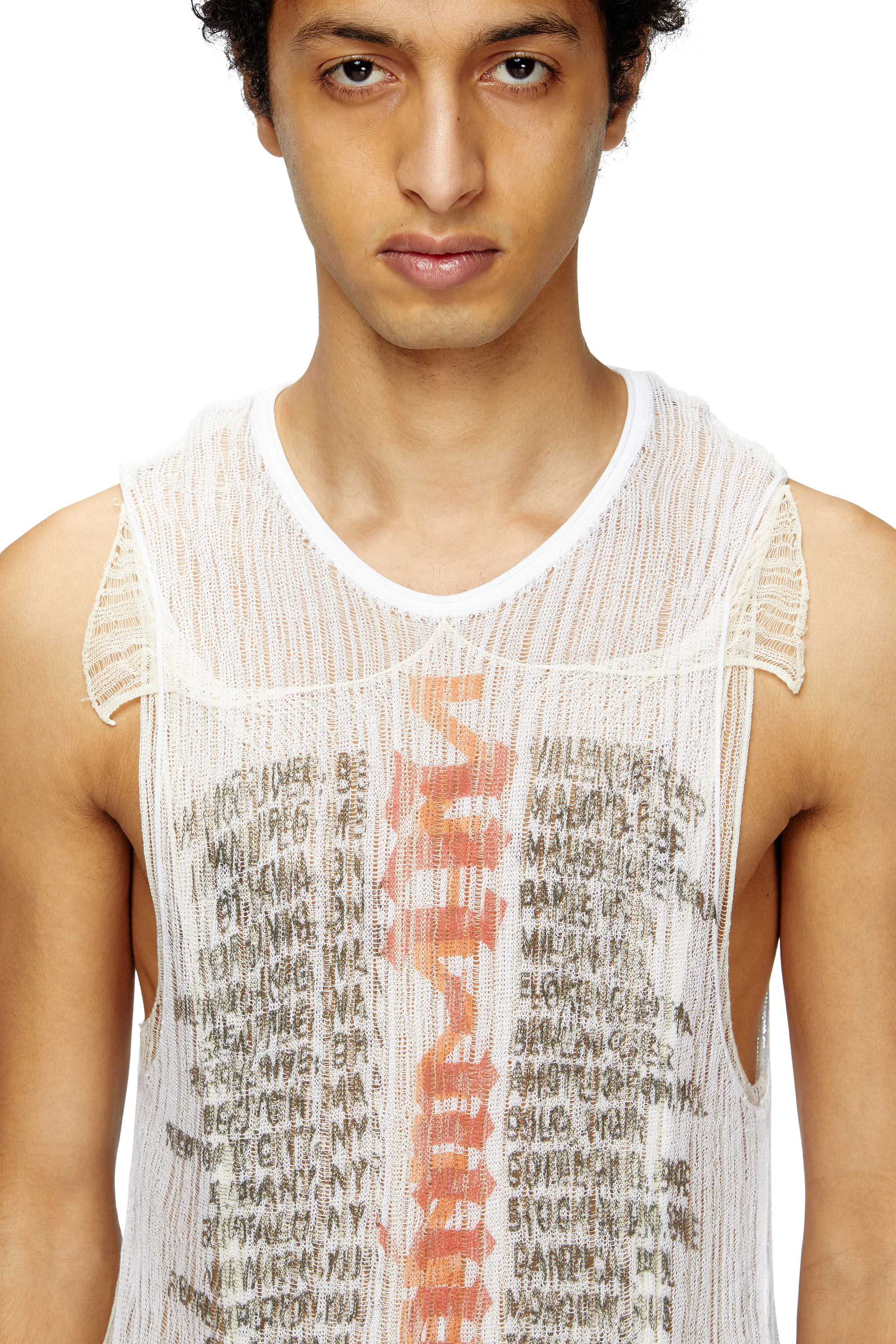 Diesel - K-ABANTE-B, Herren Strick-Tanktop mit vielgetragenem Effekt in Weiß - 5