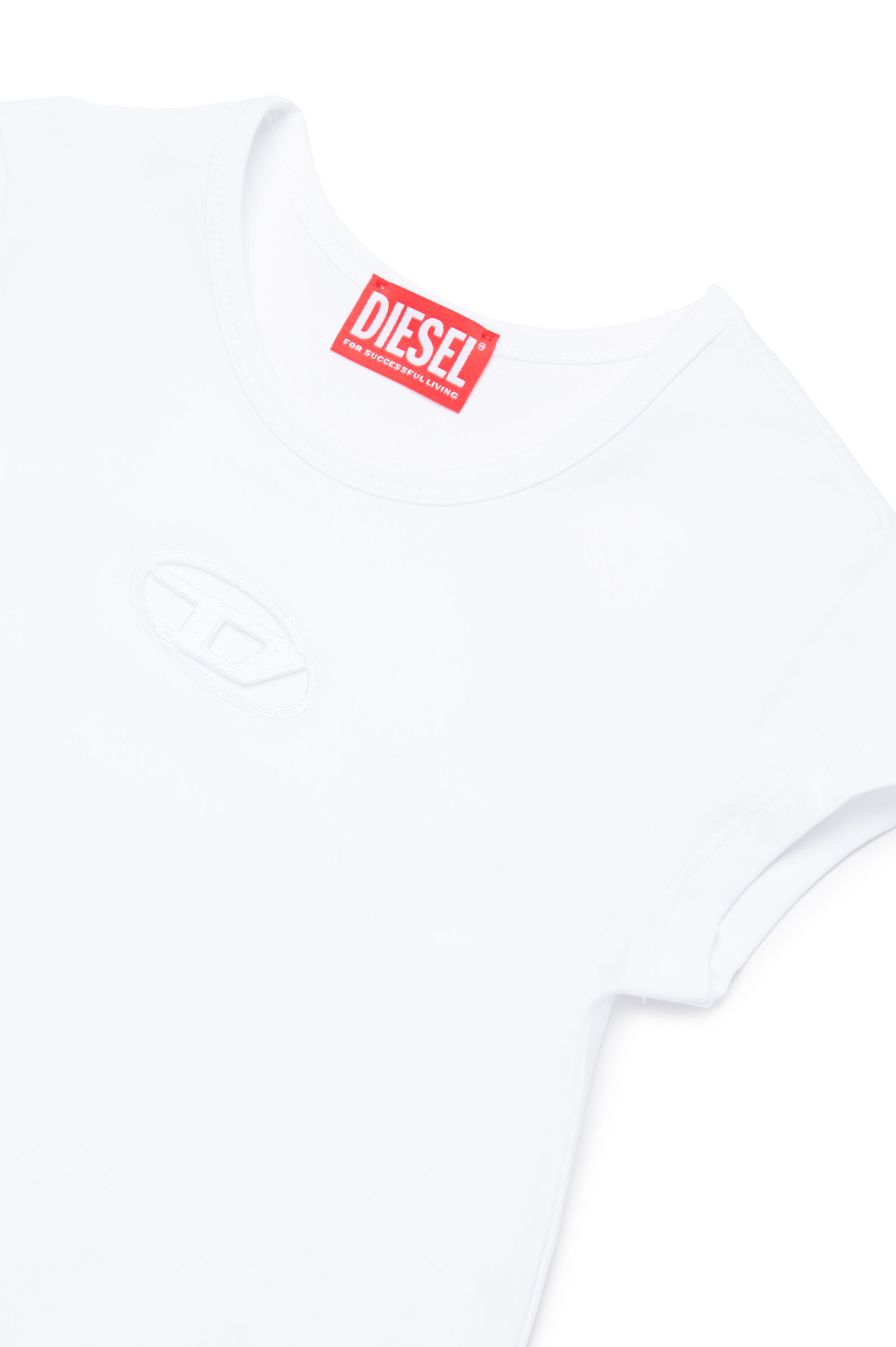 Diesel - DANGIELAM, Woman's T-shirt dress with cut-out Oval D logo in White - 3