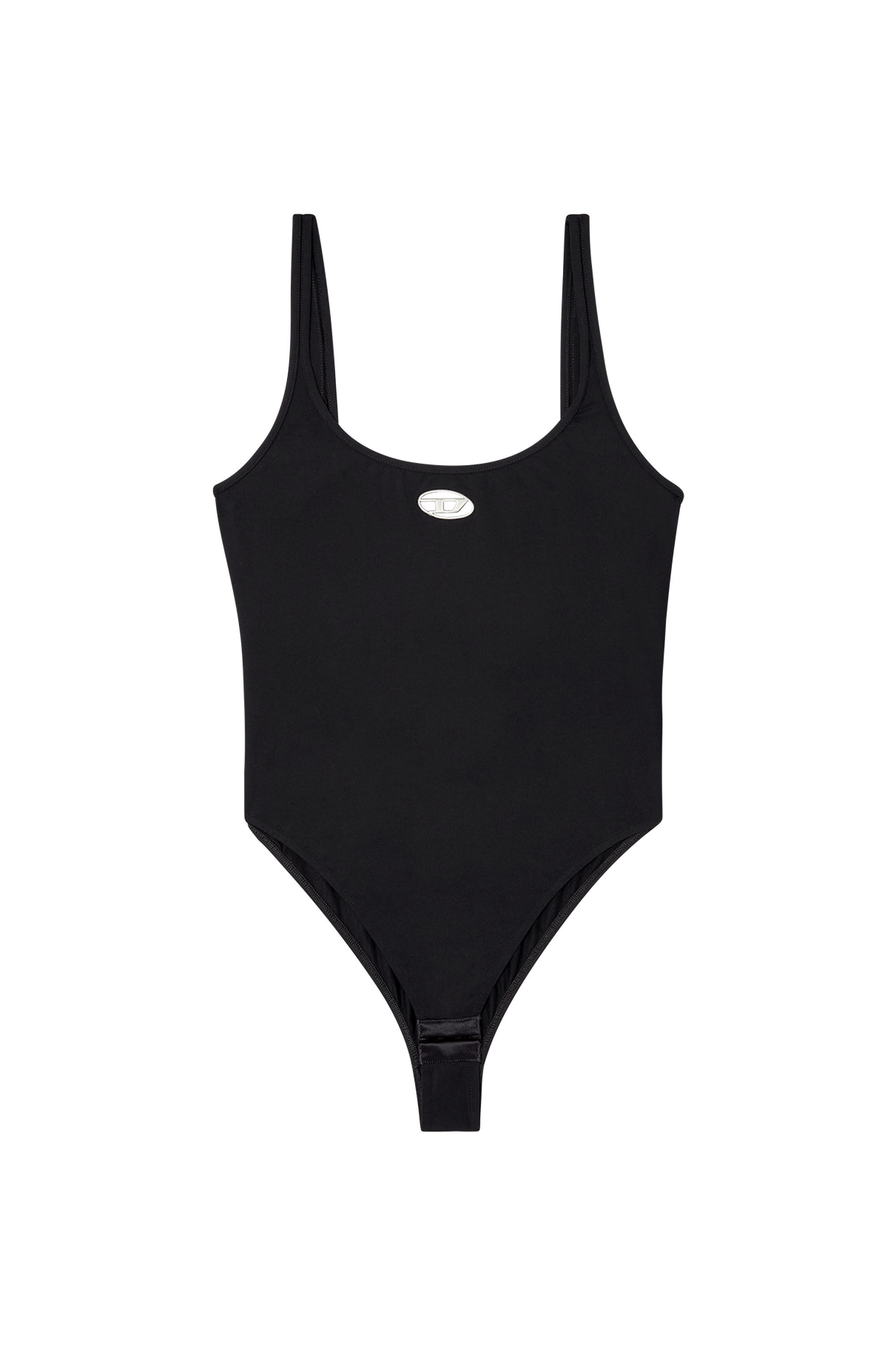Diesel - MEGAN-UTLT, Damen Mikrofaser-Bodysuit mit ausgeschnittenem Logo in Schwarz - 2
