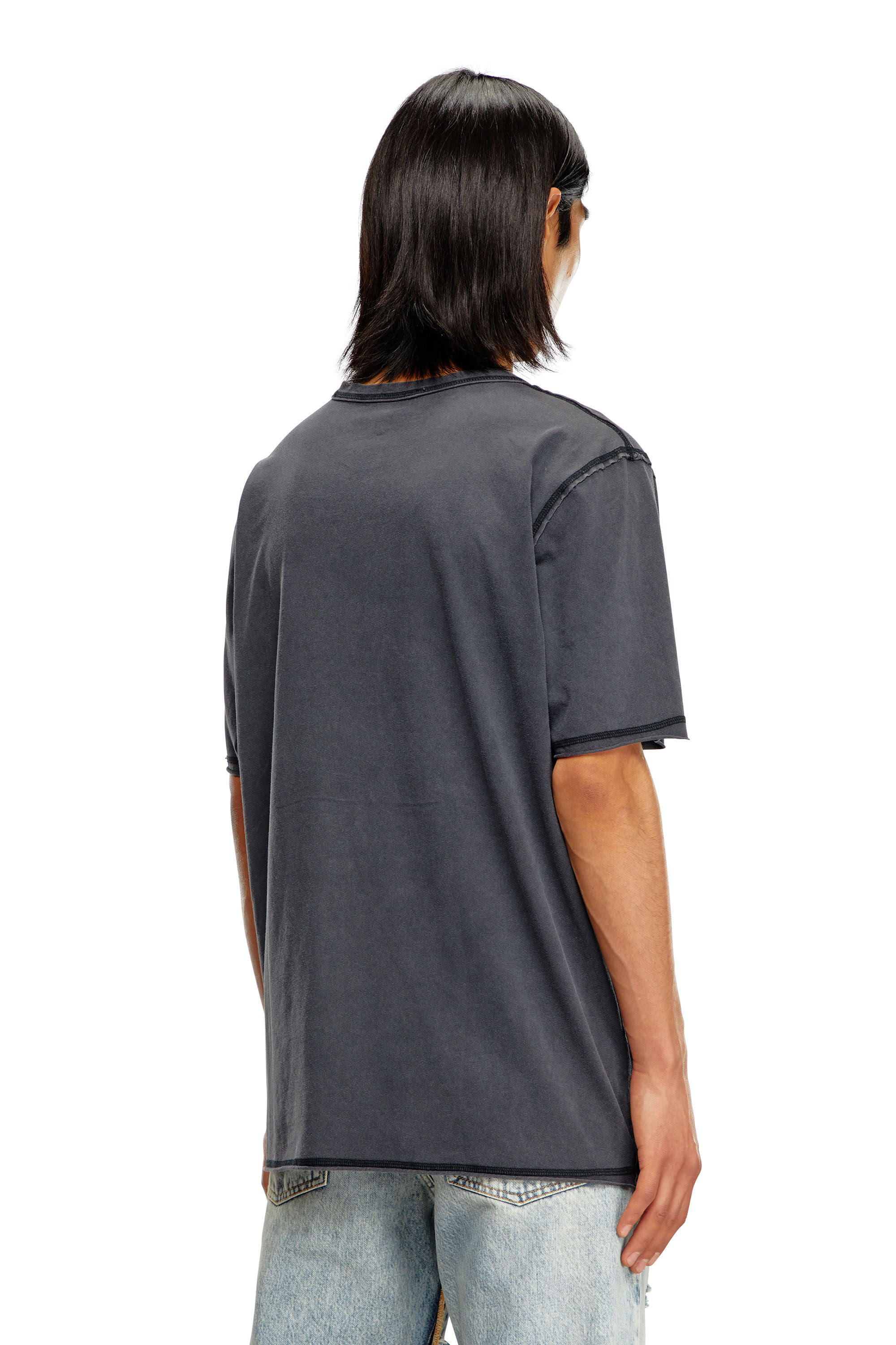 Diesel - T-RAWJUST, Herren Verblasstes T-Shirt mit farblich abgestimmter Stickerei in Schwarz - 4