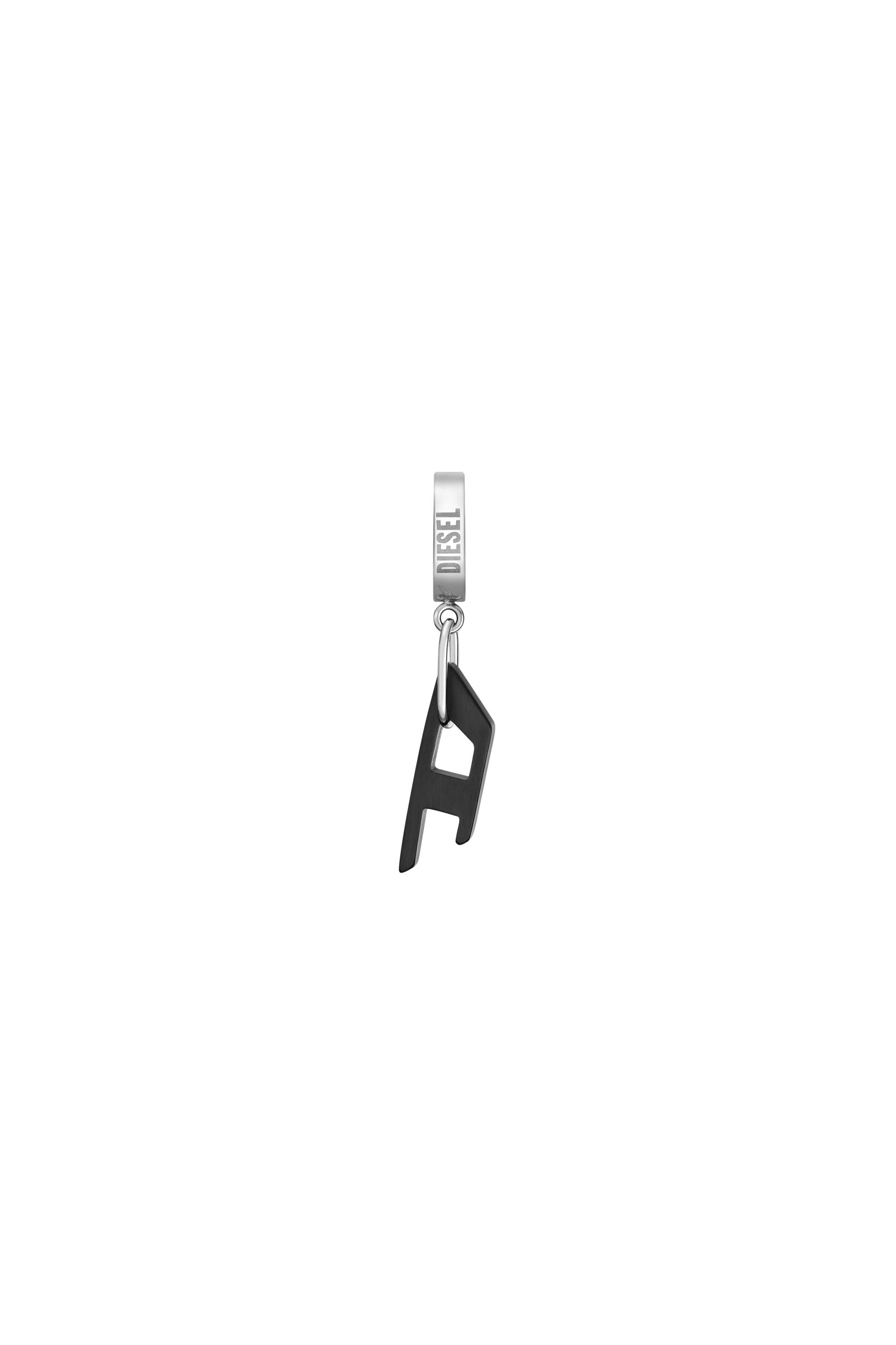 Diesel - DX1418, Unisex Zweifarbiger Edelstahl-Ohrring in Schwarz/Silber - 2