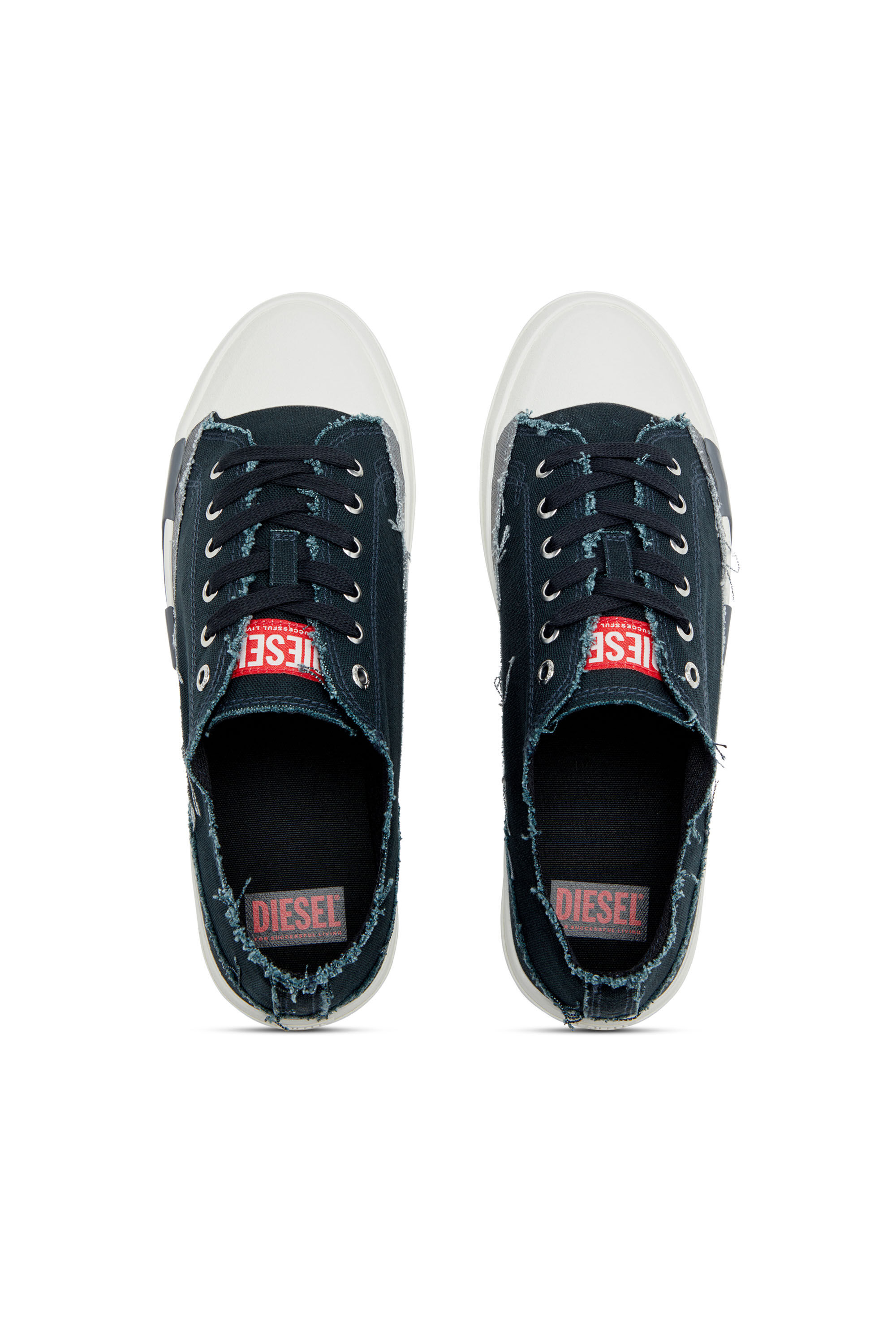 Diesel - S-D-VERSE LOW, Herren S-D-Verse-Sneakers aus ausgefranstem Canvas in Blau/Grau - 4