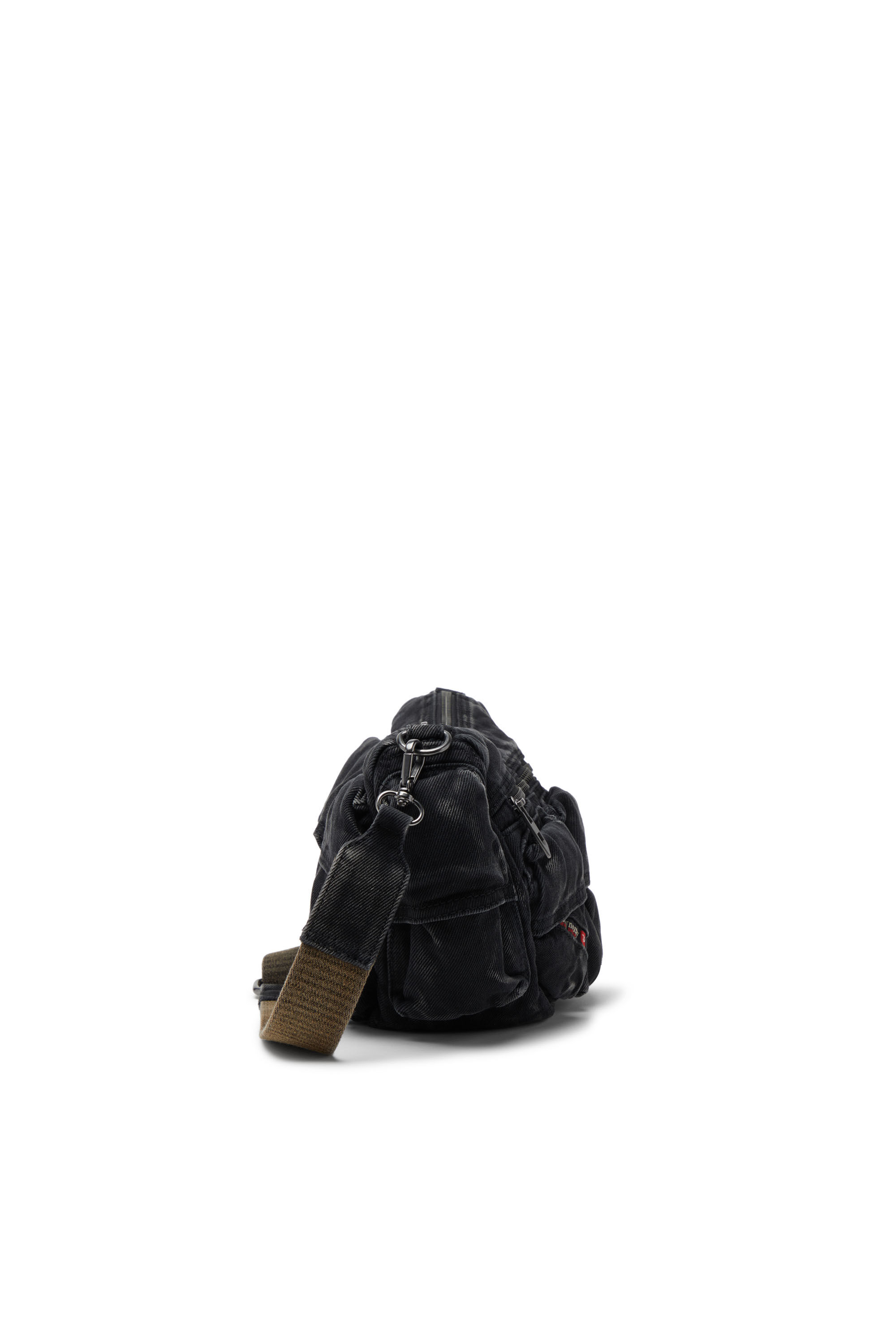 Diesel - MULTI-PKTS SHOULDER BAG X, Unisex Multi-Pkts-Multipocket-Tasche aus gewaschenem Denim in Schwarz - 4
