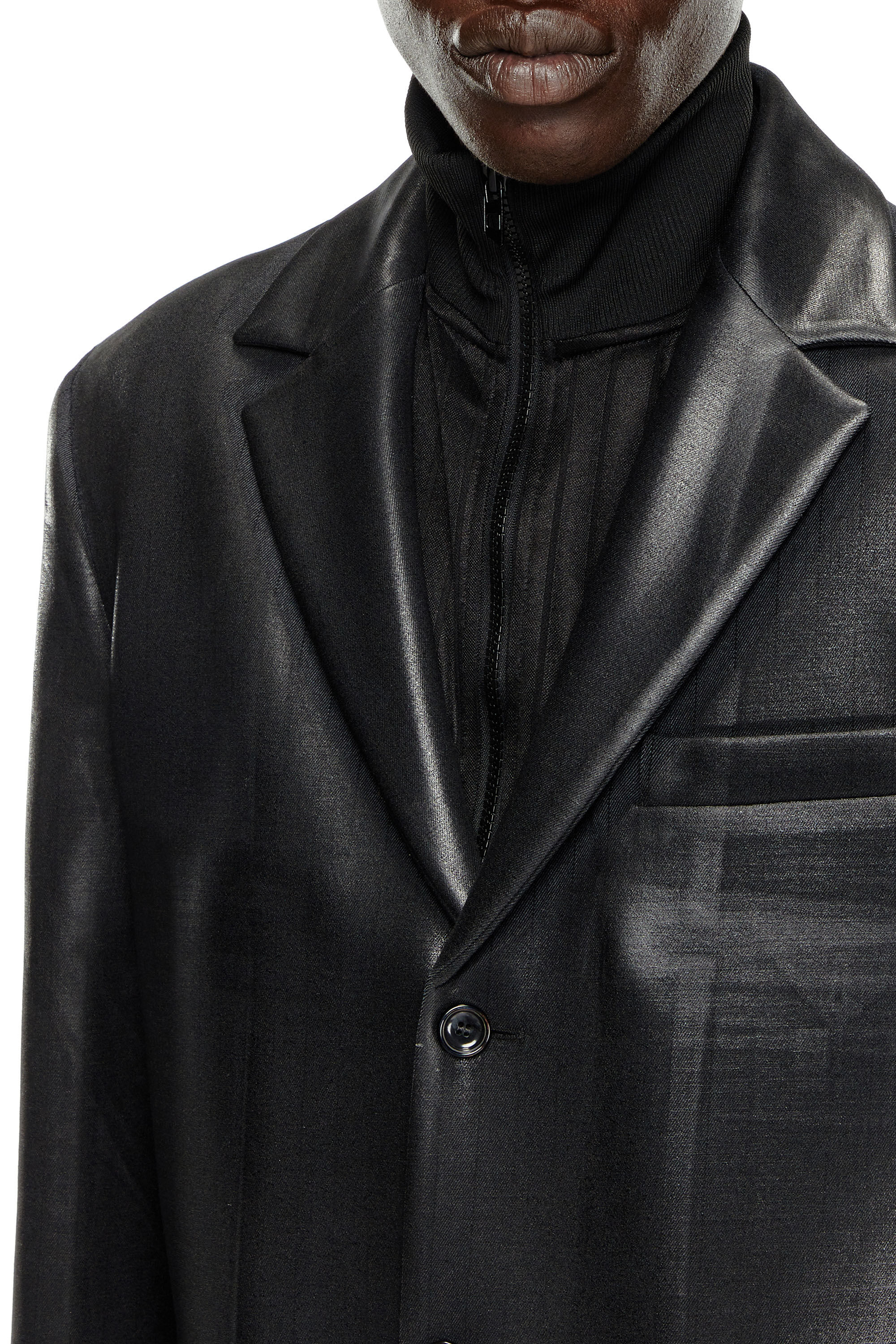 Diesel - J-DENNER, Herren Nadelstreifen-Mantel aus Cool Wool in Schwarz - 5