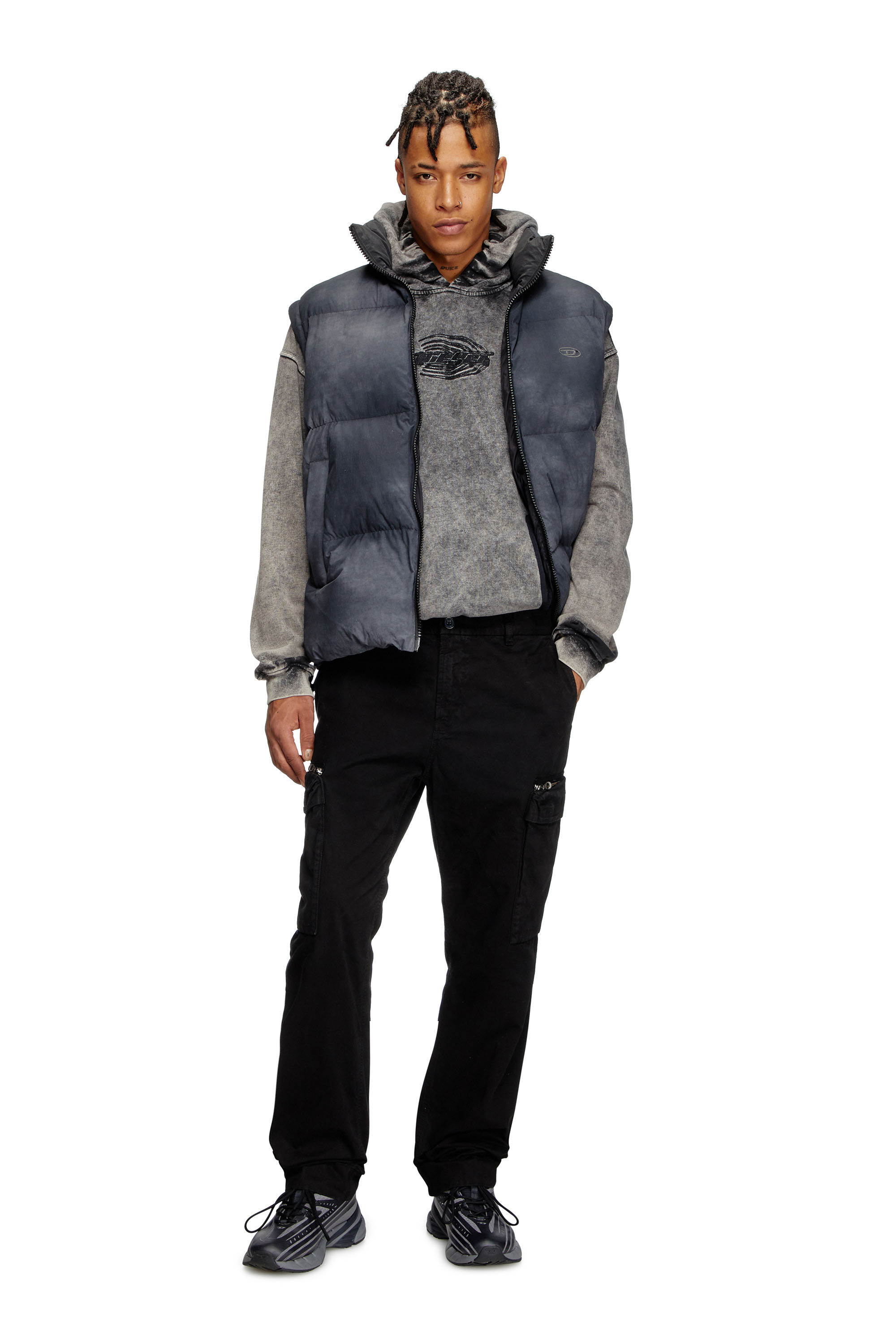 Diesel - P-YE, Herren Hose aus verblasstem Peachskin-Twill in Schwarz - 1