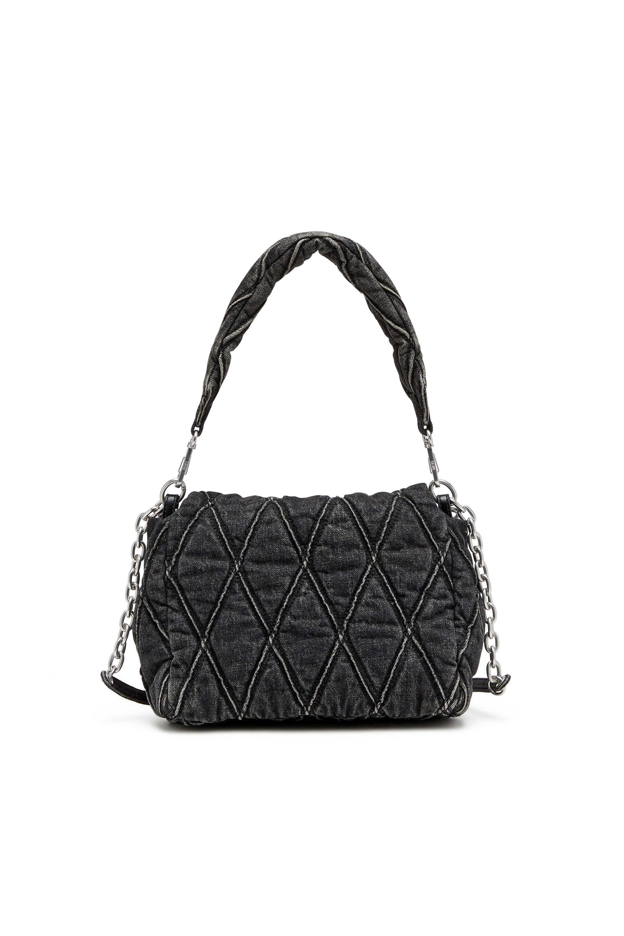 Diesel - CHARM-D SHOULDER M, Damen Charm-D M-Schultertasche aus Steppdenim in Schwarz - 3