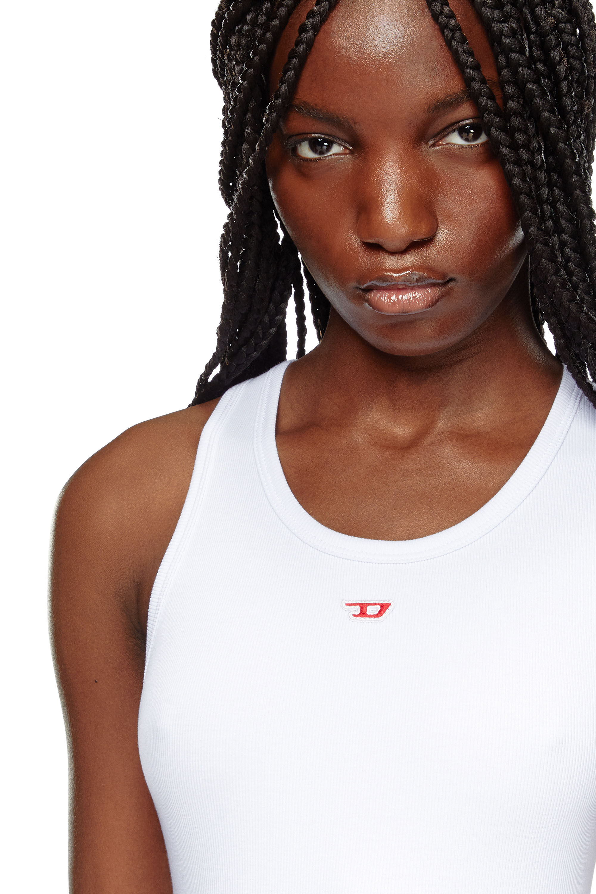 Diesel - D-TANK-LONG-D, Damen Kurzes Tank-Kleid mit D-Logo in Weiß - 4