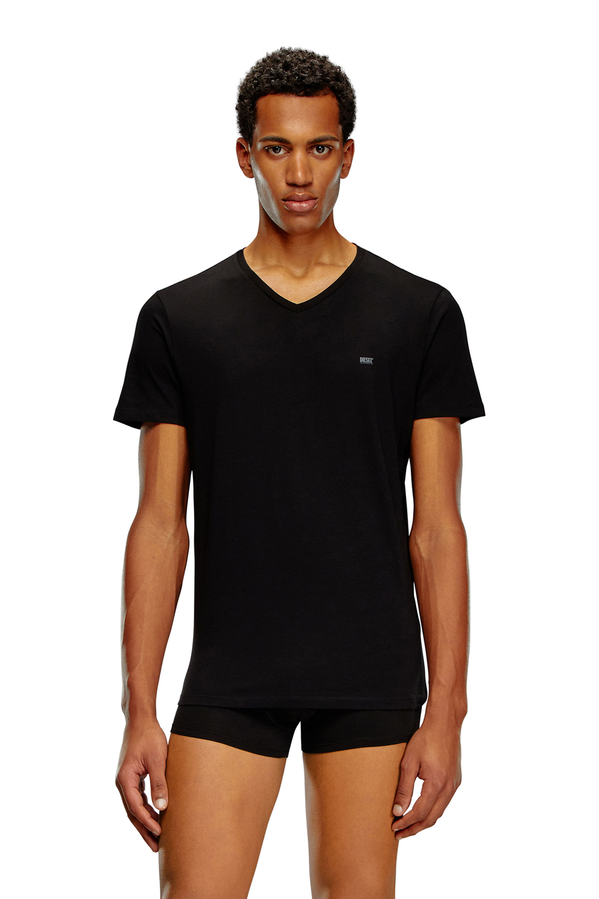 Diesel - UMTEE-MICHAEL3PACK, Herren T-Shirts mit V-Ausschnitt im Dreierpack in Schwarz - 3