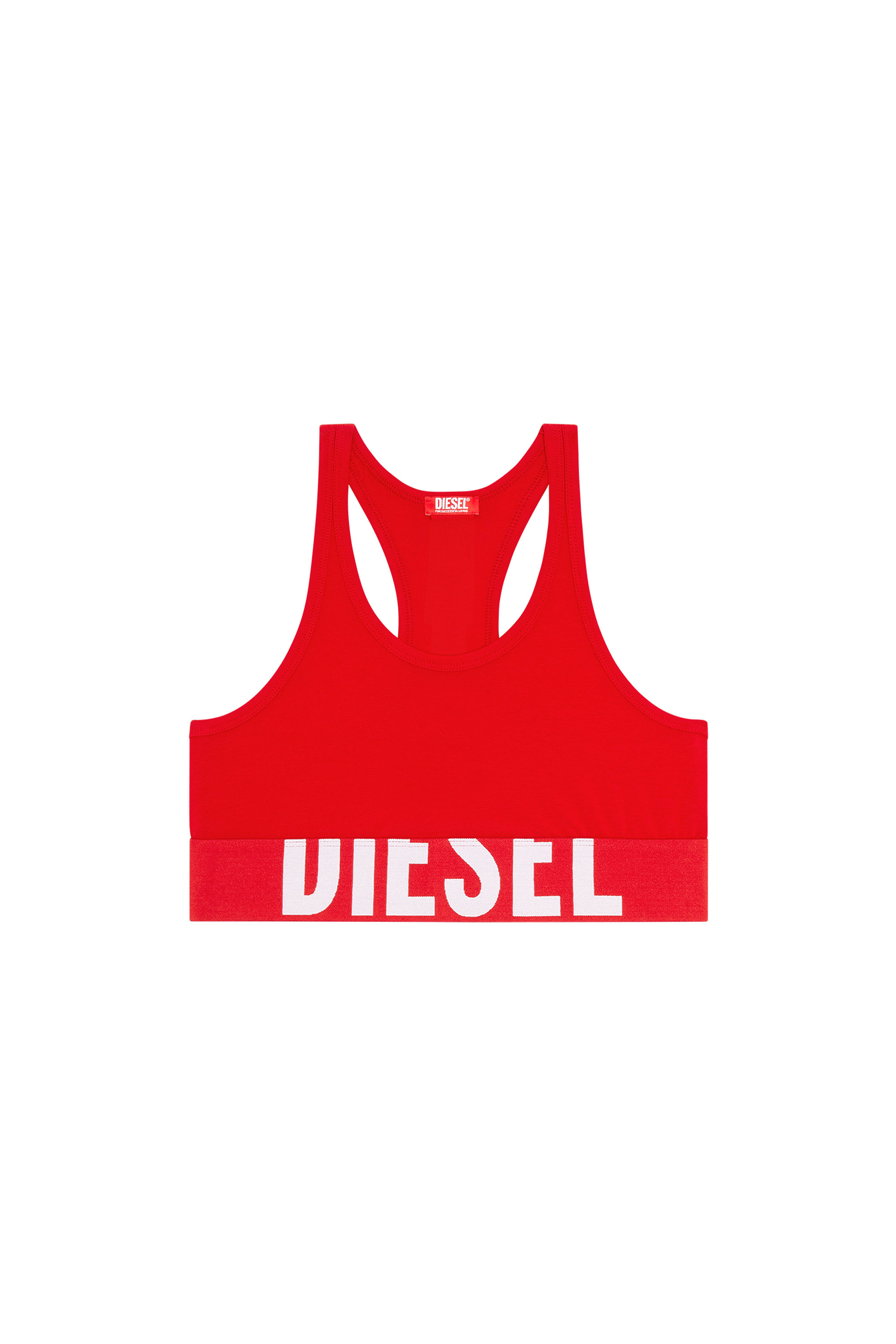 Diesel - UFSB-COTTON-RACE-BRALETTE-XL, Damen Sport-BH mit Cut-off-Logo in Rot - 4
