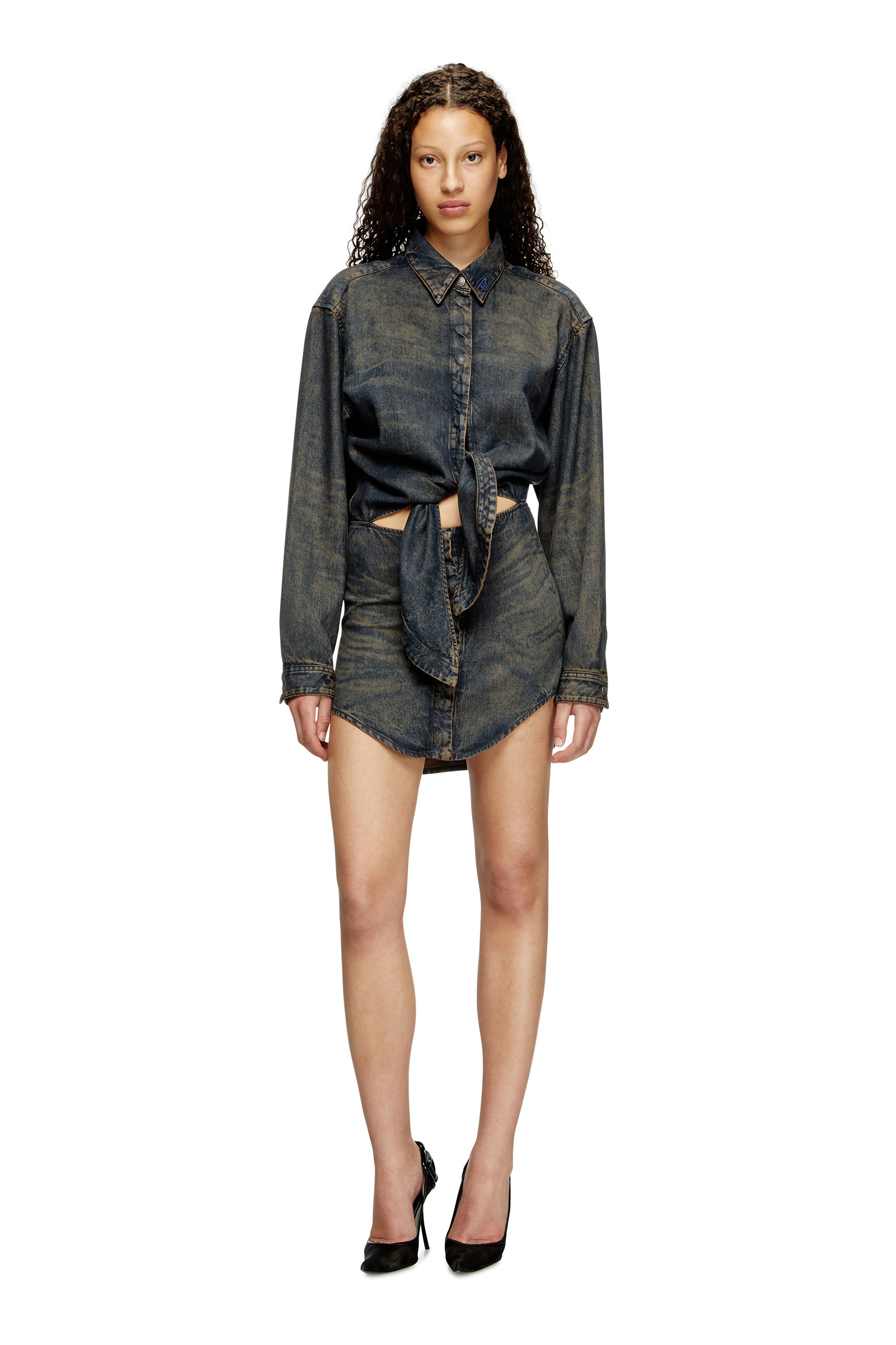 Diesel - DE-SUSAN-S, Damen Kleid aus fließendem Denim in Dunkelblau - 1