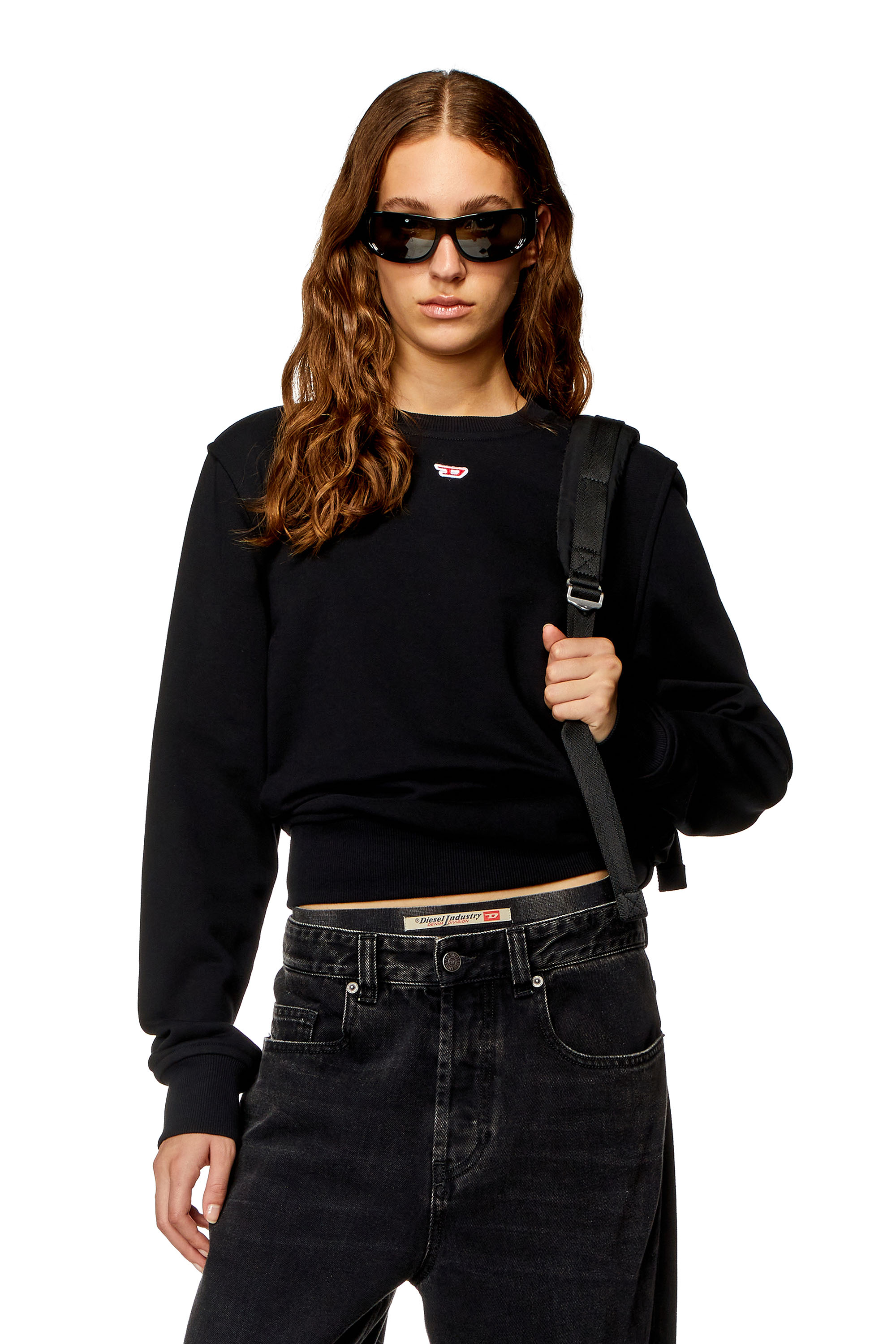 Diesel - S-GINN-D, Damen Sweatshirt mit D-Logo in Schwarz - 1