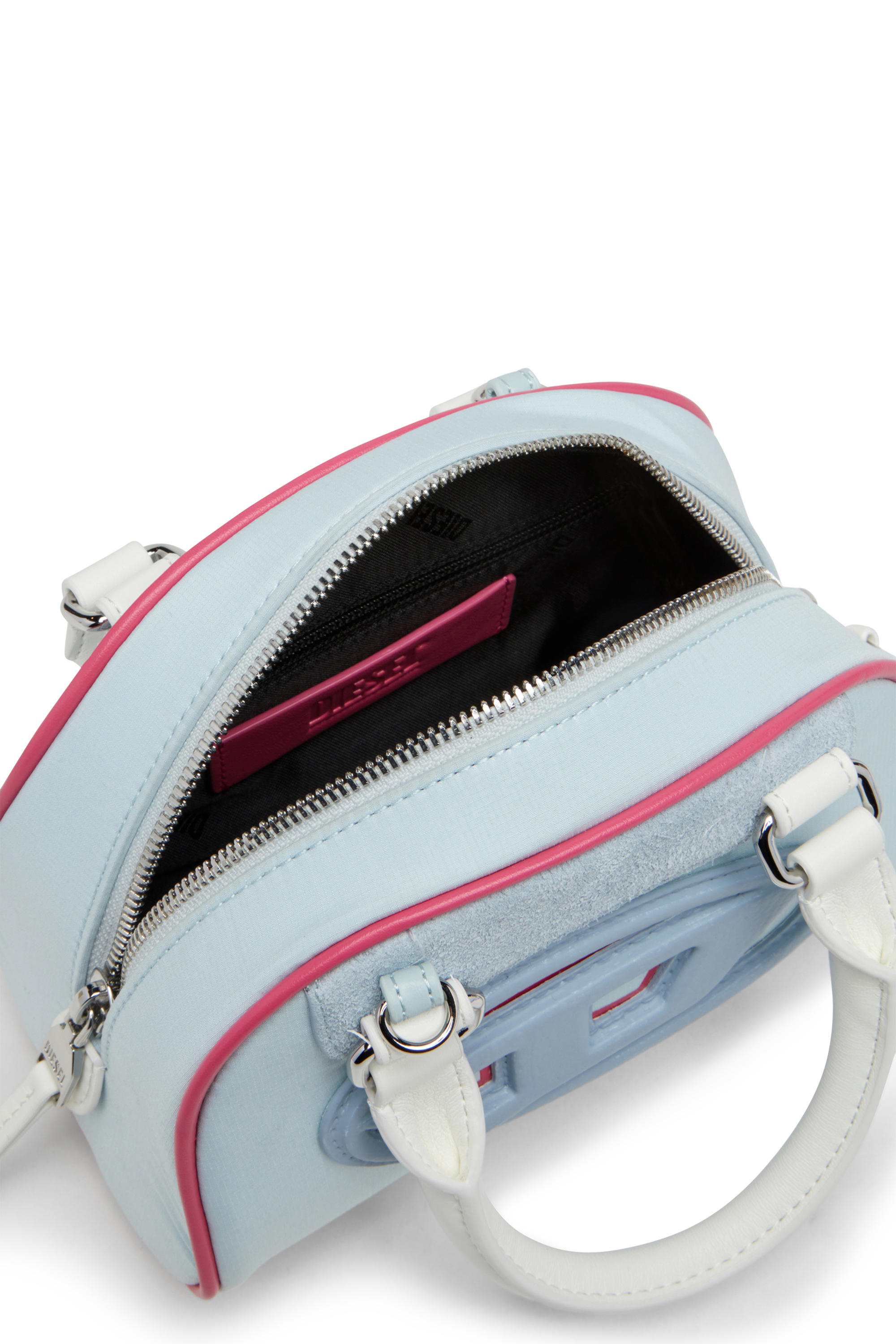 Diesel - 1DR DOME CROSSBODY, Damen Colourblock-Mini-Bowling-Tasche in Hellblau - 3