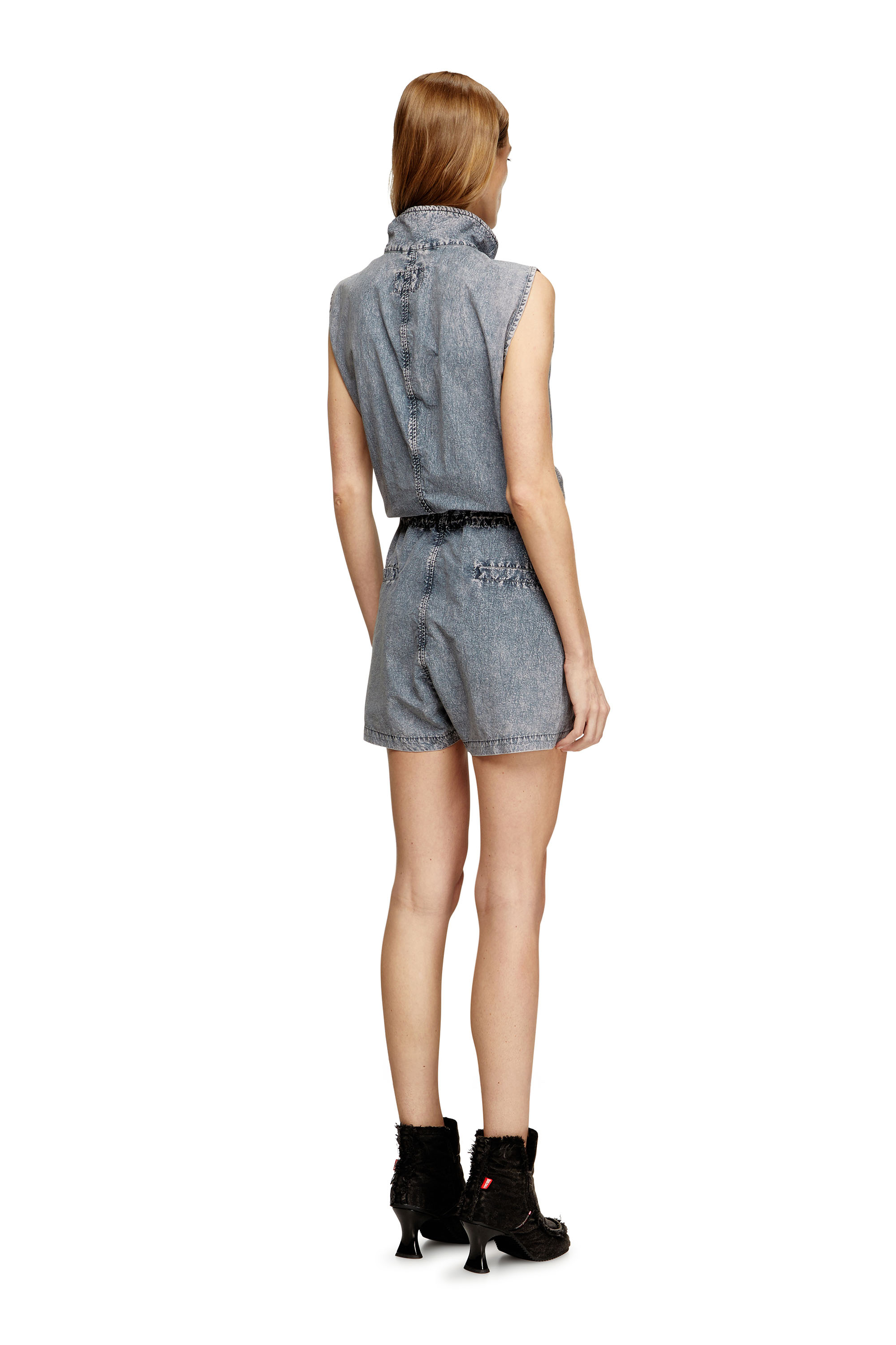 Diesel - J-ANNET, Damen Playsuit aus behandeltem Nylon in Hellblau - 4