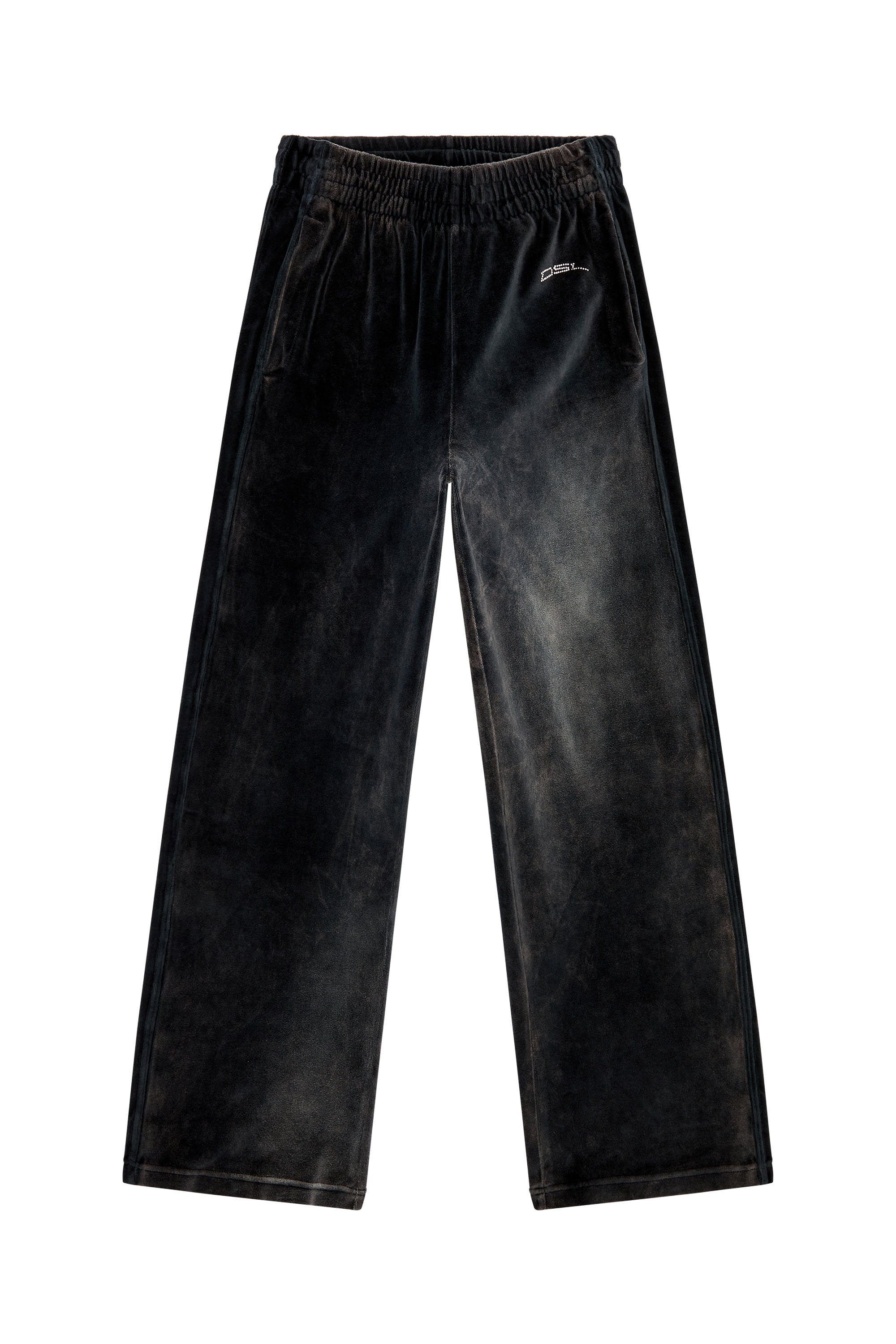 Diesel - P-MARTYN, Damen Sweathose aus Chenille in Acid-Waschung mit weitem Beinschnitt in Schwarz - 3