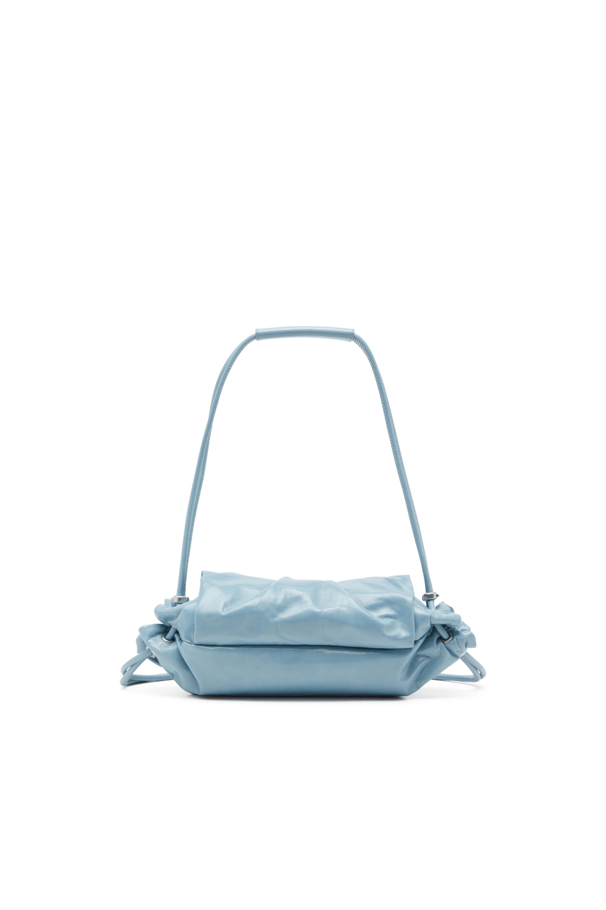 Diesel - SCRUNCH-D SHOULDER S, Damen Scrunch-D S-Schultertasche aus Knitter-Leder in Azurblau - 3