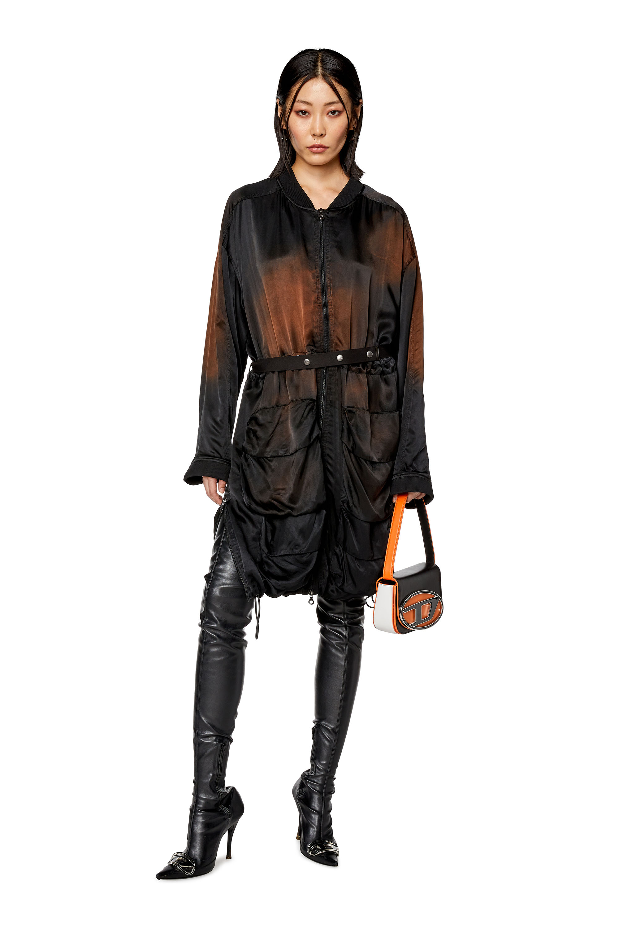 Diesel - D-SARAN, Damen Kleid aus solarisiertem Satin in Schwarz - 1