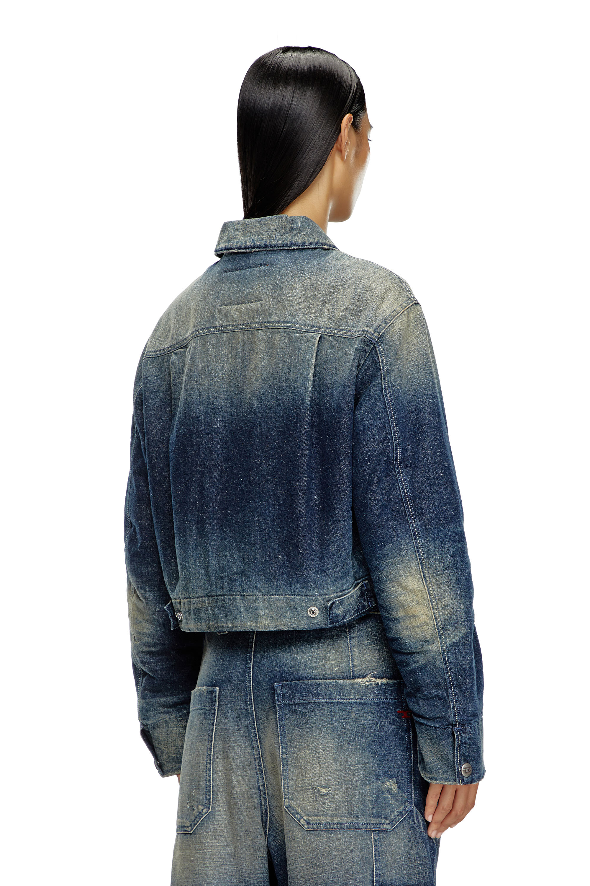 Diesel - DE-NOVA, Damen Gefütterte Jacke aus Denim im Utility-Stil in Dunkelblau - 4