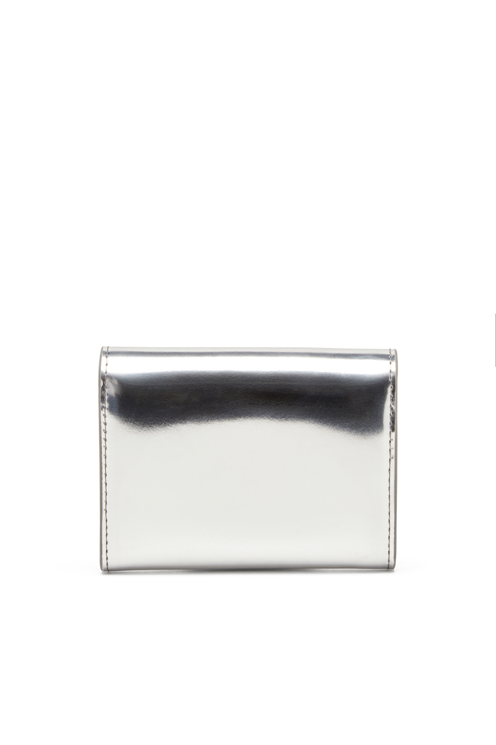 Diesel - 1DR CARD HOLDER BI-FOLD ZIP III, Damen Bifold-Kartenetui aus Hochglanz-Leder in Silber - 2