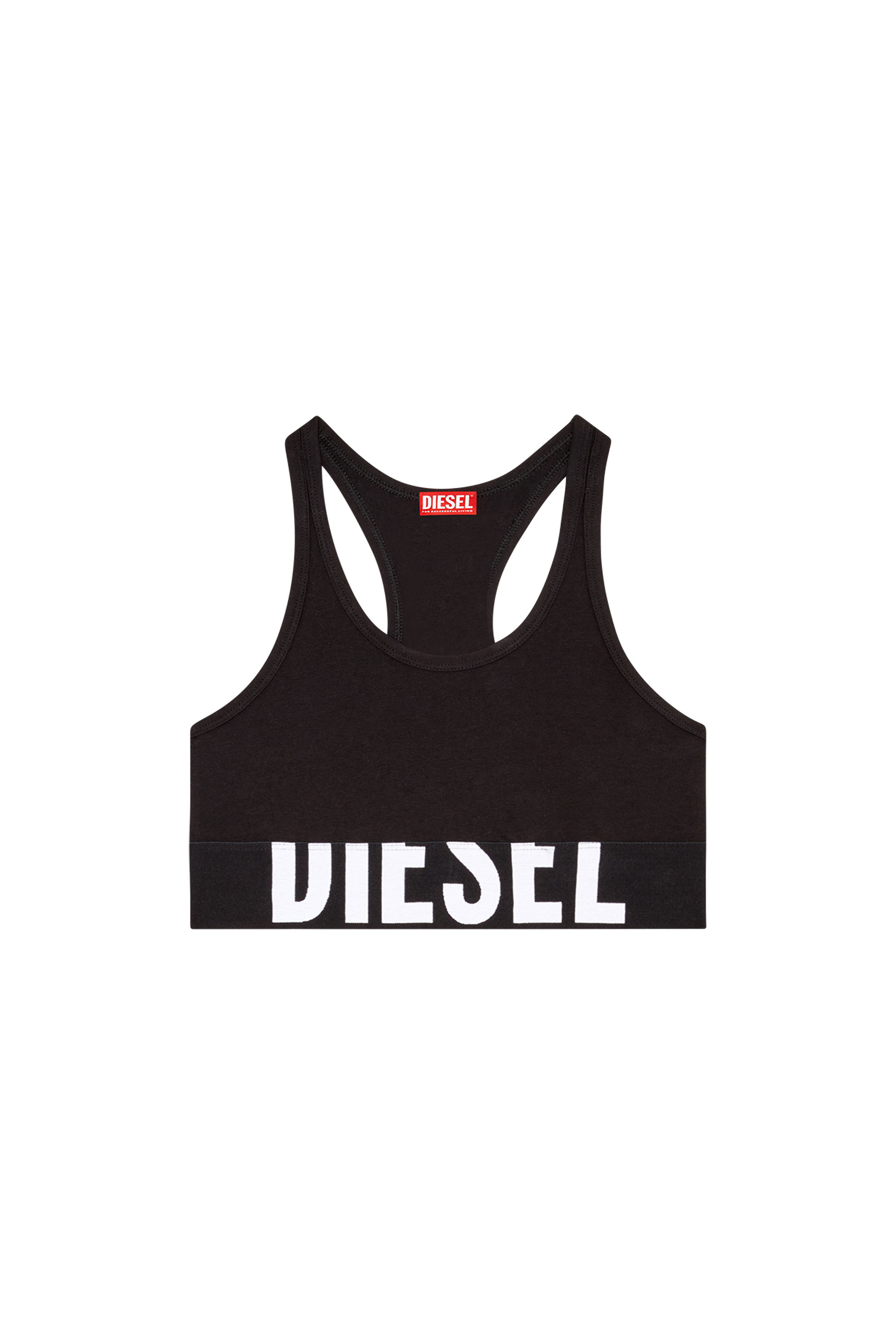 Diesel - UFSB-COTTON-RACE-BRALETTE-XL, Damen Sport-BH mit Cut-off-Logo in Schwarz - 4