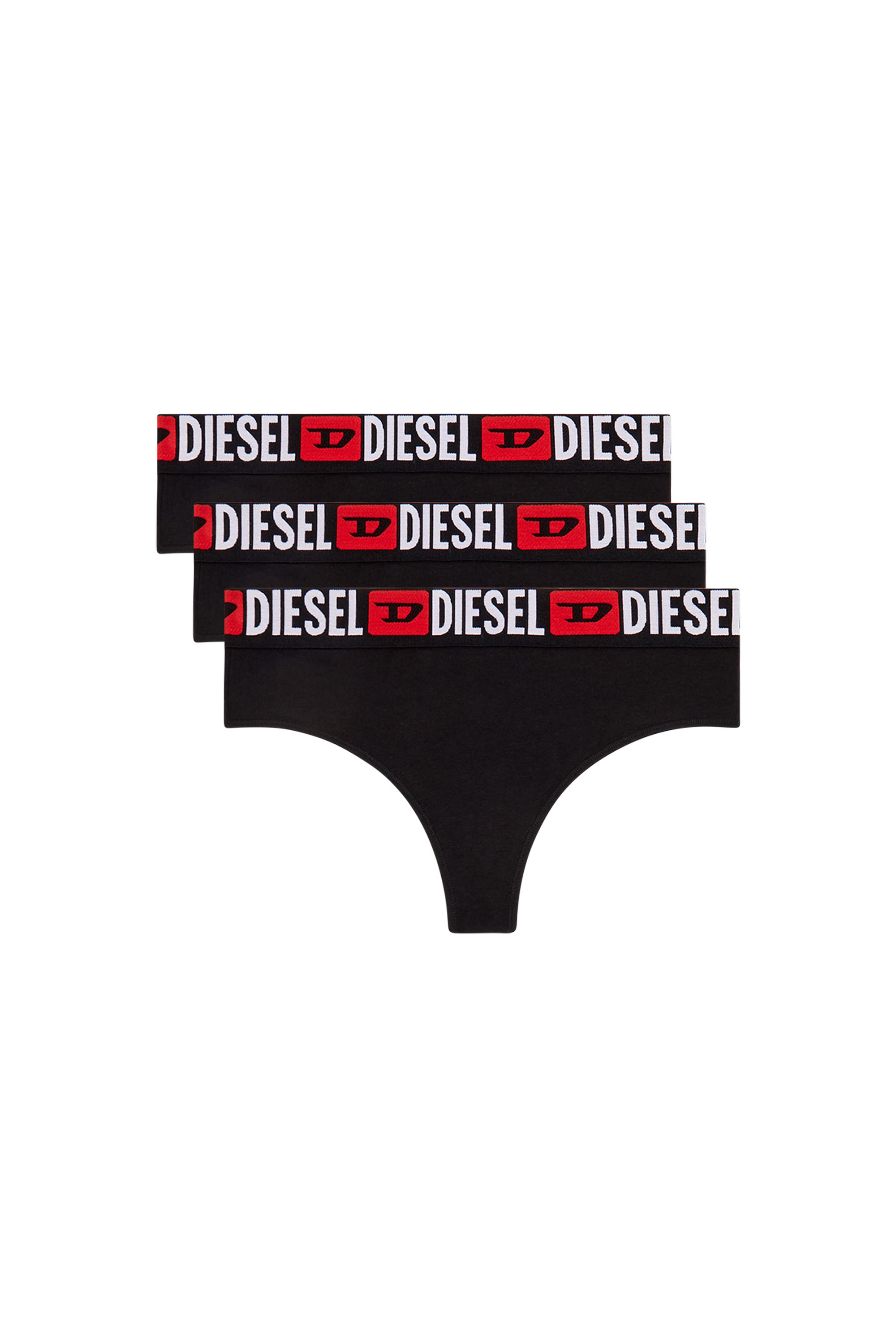 Diesel - UFST-STARS-THREEPACK, Damen String mit Logo-Bund im Dreierpack in Schwarz - 1