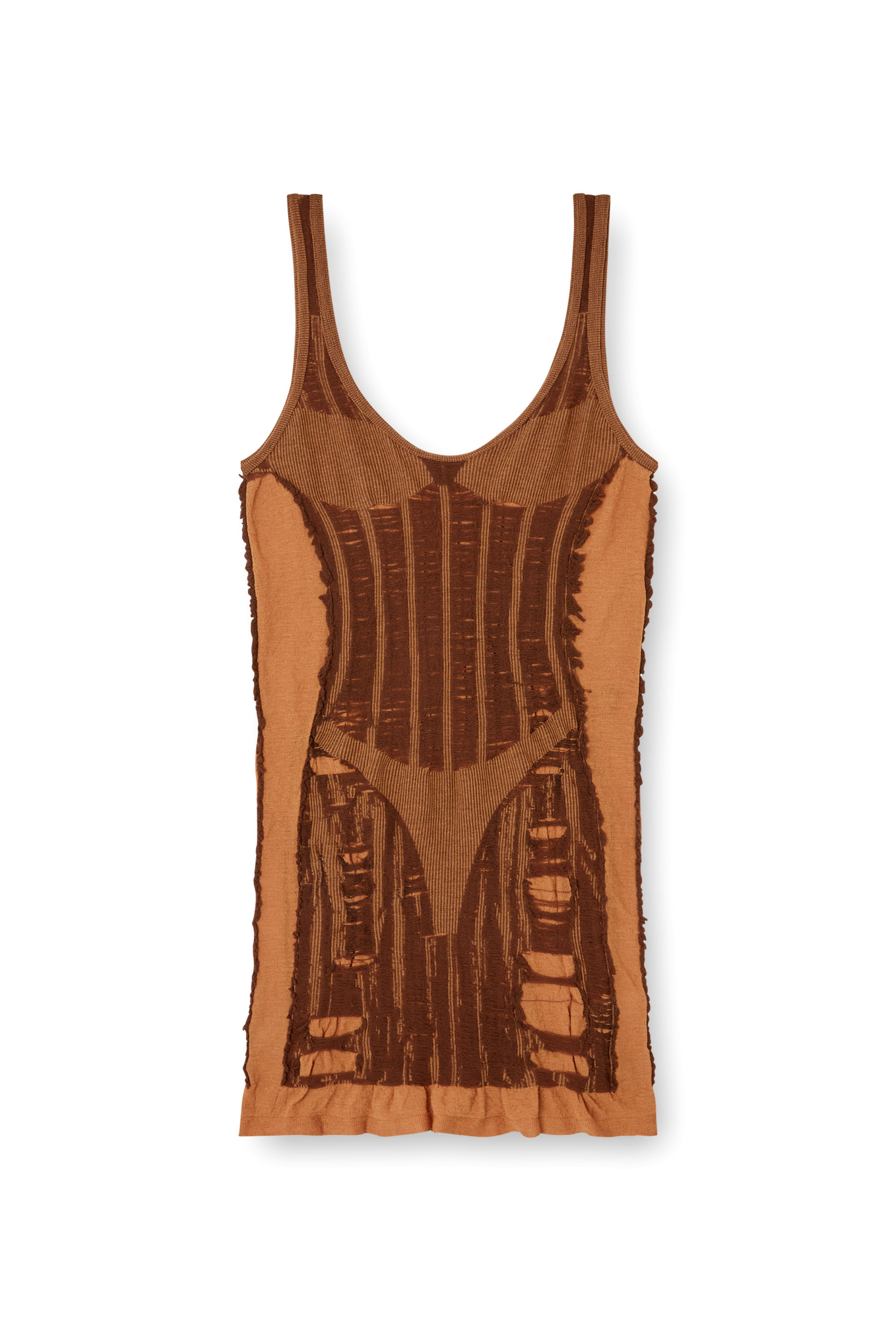 Diesel - M-CALIMERA-SHORT, Damen Minikleid aus vielgetragenem hautengem Strick in Braun - 3