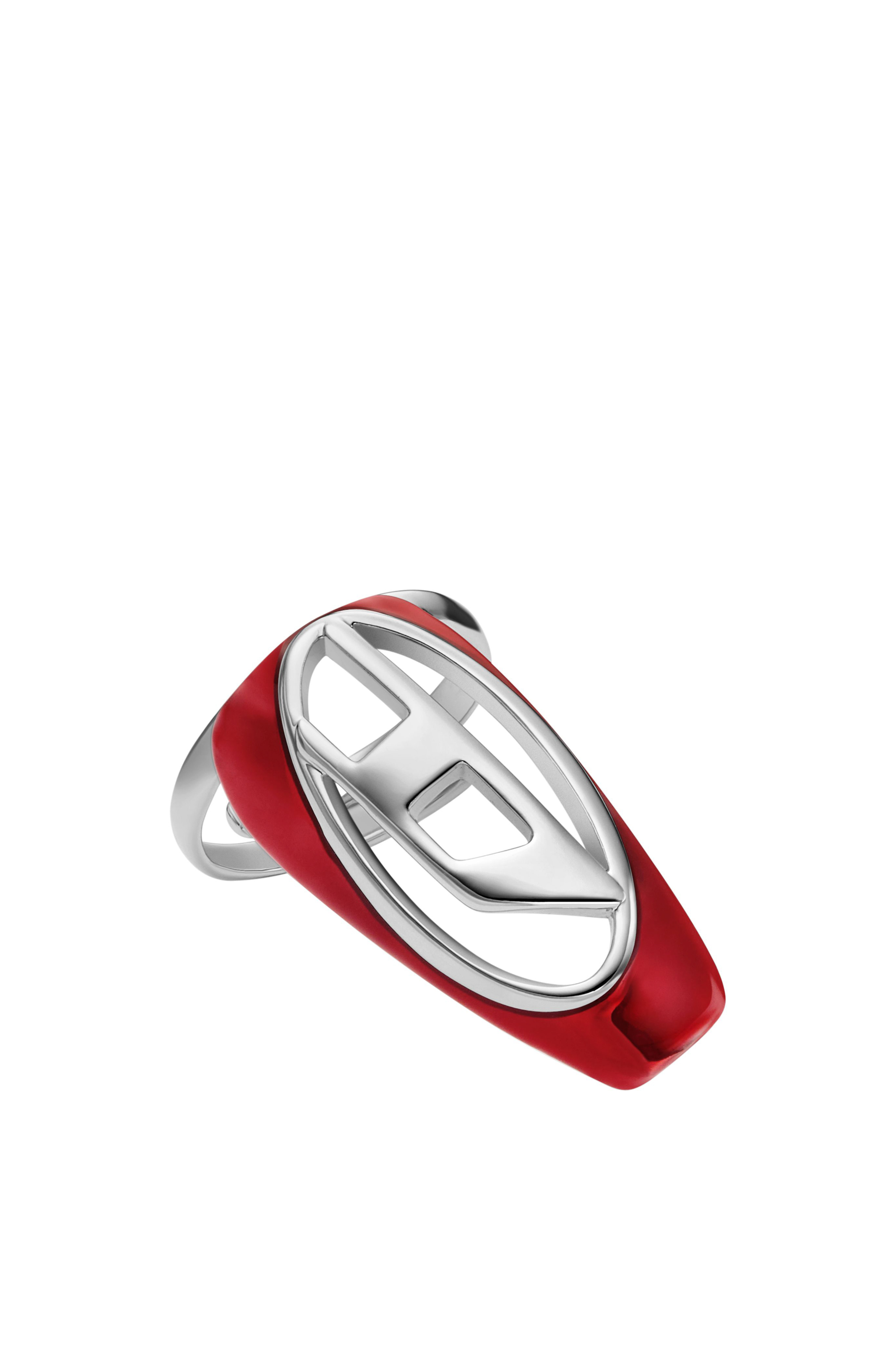 Diesel - DX1526 JEWEL, Unisex Nail Ring aus silbernem Messing in Rot - 2