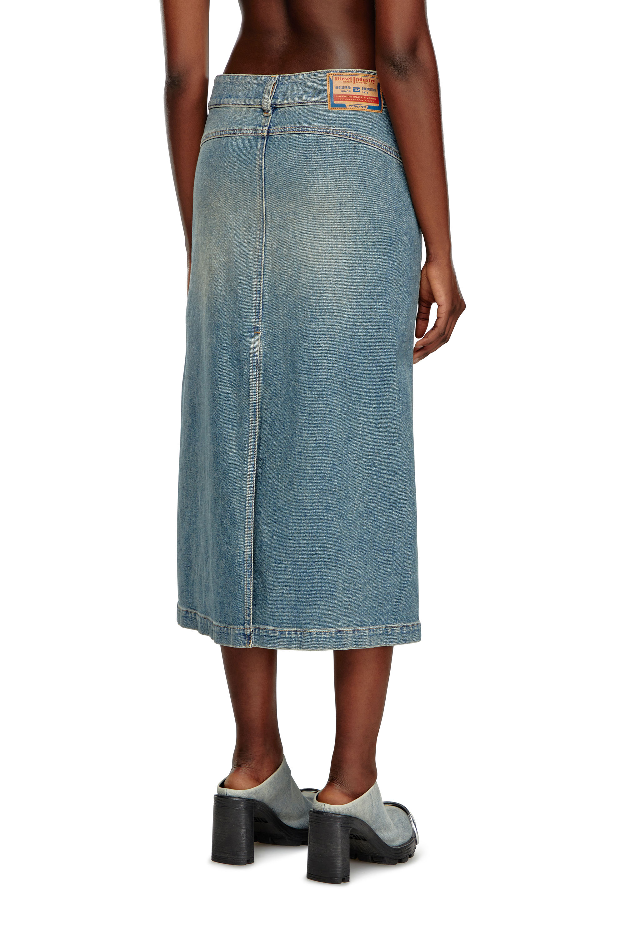 Diesel - DE-HUSH-MID, Damen Midi-Rock aus Denim in Hellblau - 4