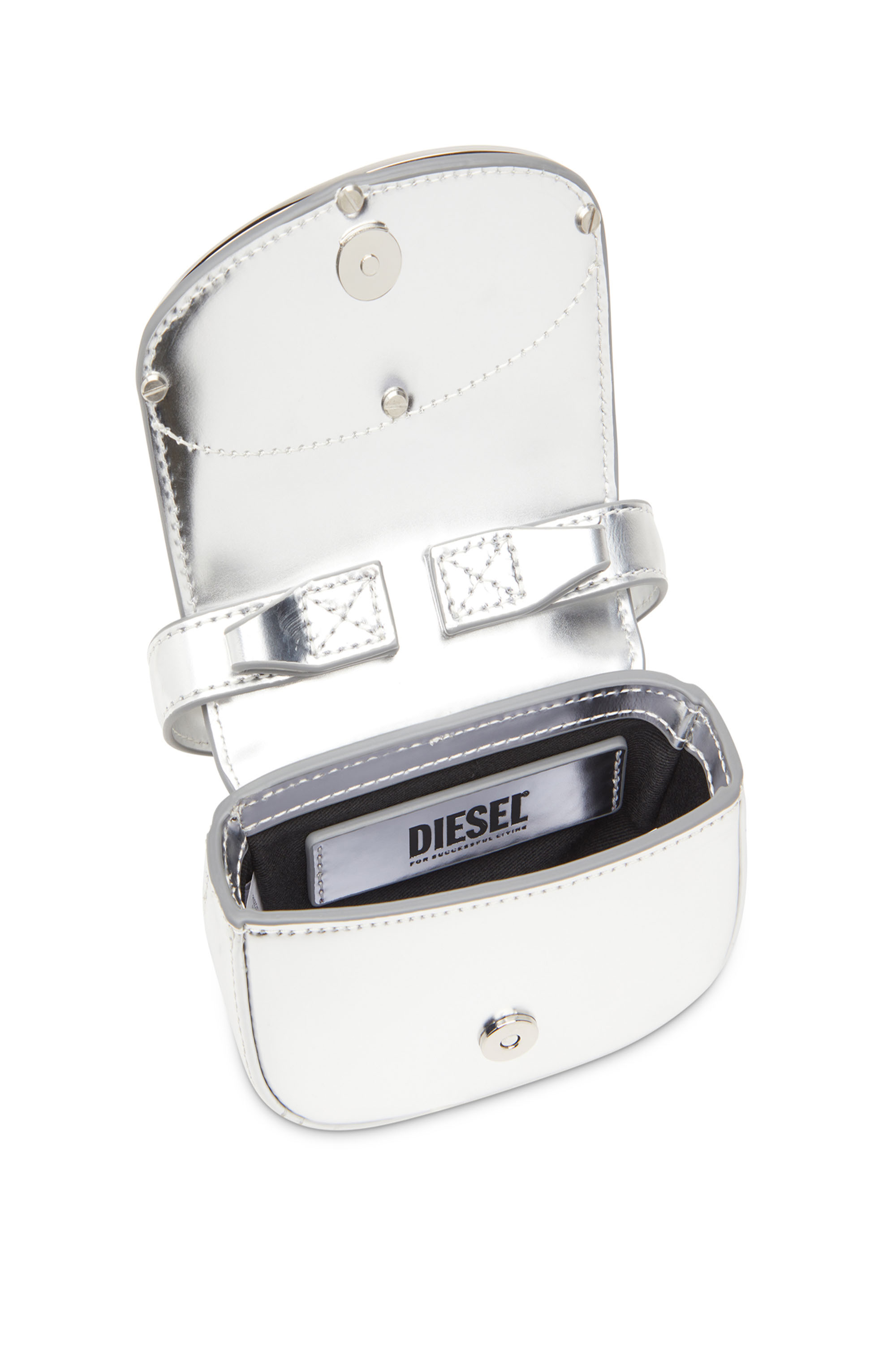Diesel - 1DR-XS-S, Damen 1DR-XS-S-Ikonische Mini-Tasche aus Leder in Spiegeloptik in Silber - 4