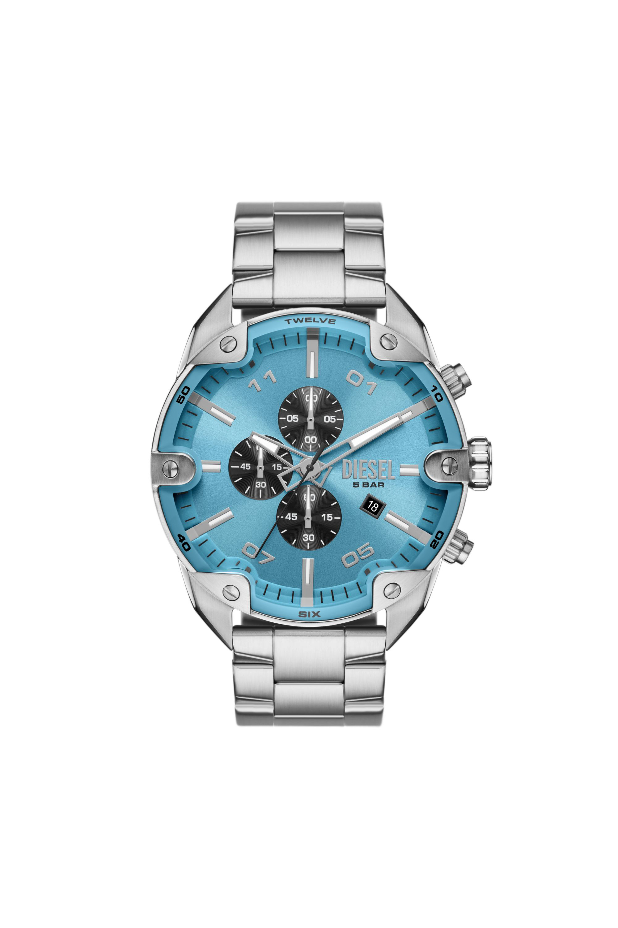 Diesel - DZ4655, Herren Spiked Chronograph Edelstahl in Silber - 1
