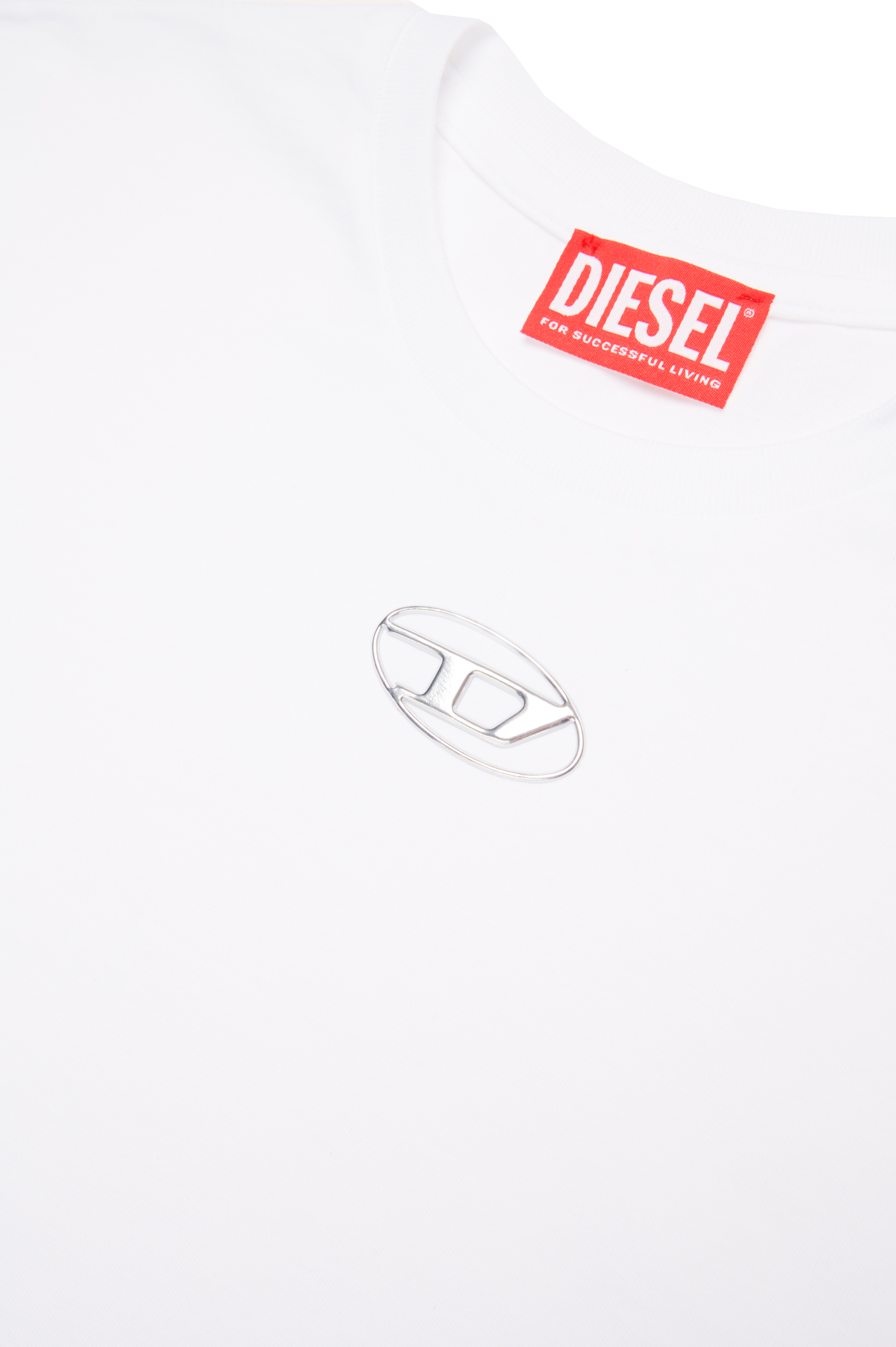 Diesel - TMARCUS OVER, Herren T-Shirt mit metallischem Oval D in Weiß - 4